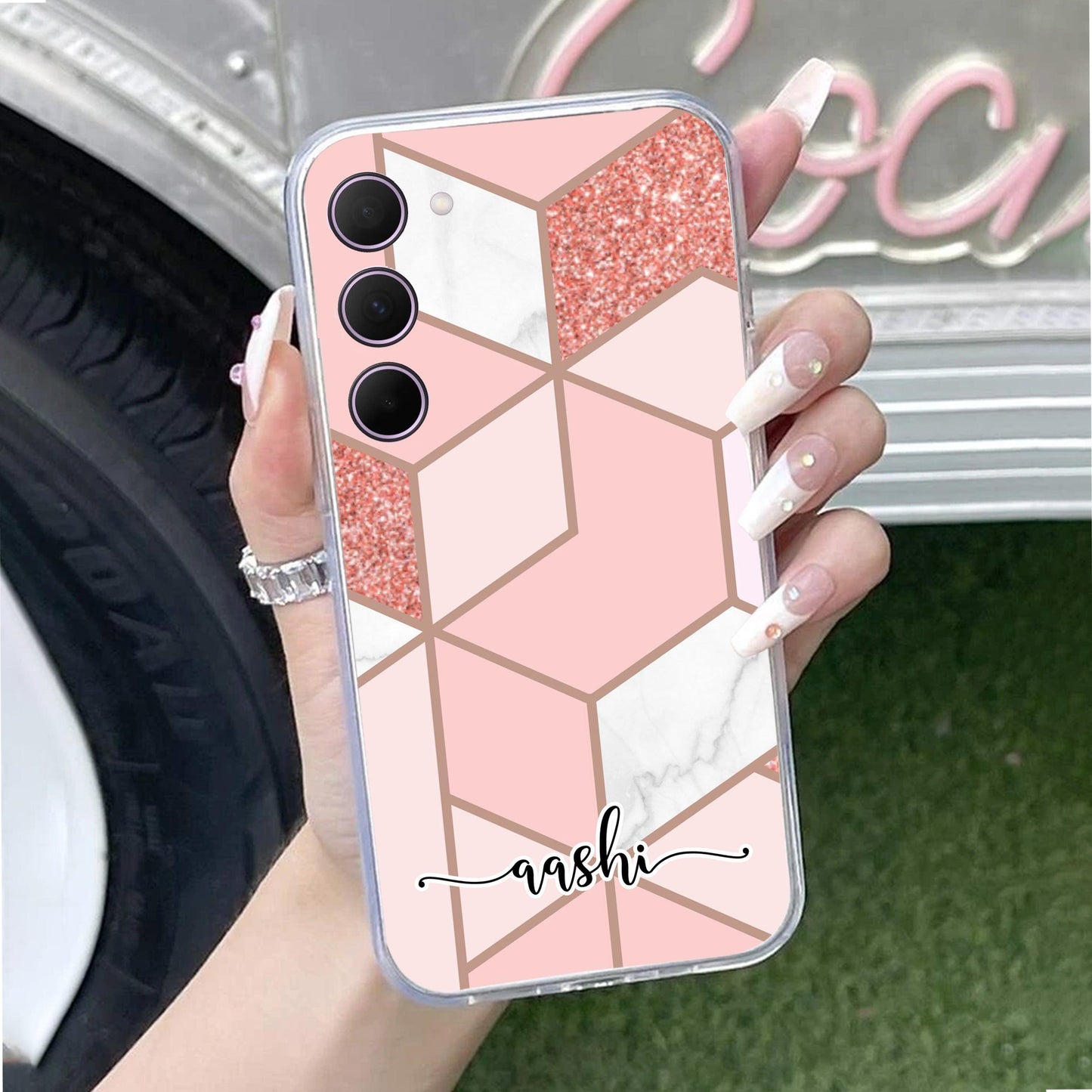 Marble Pink Customize Transparent Silicon Case For Samsung