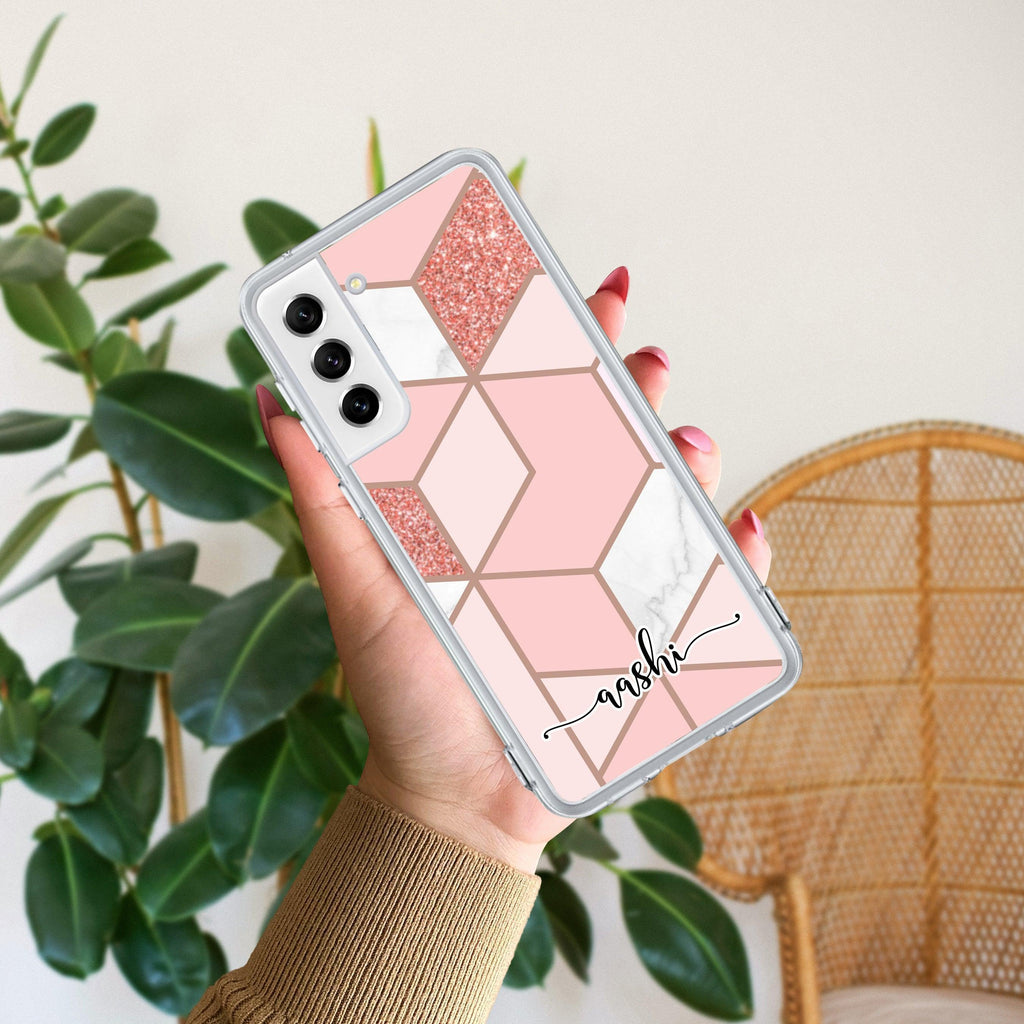 Marble Pink Customize Transparent Silicon Case For Samsung Galaxy A51