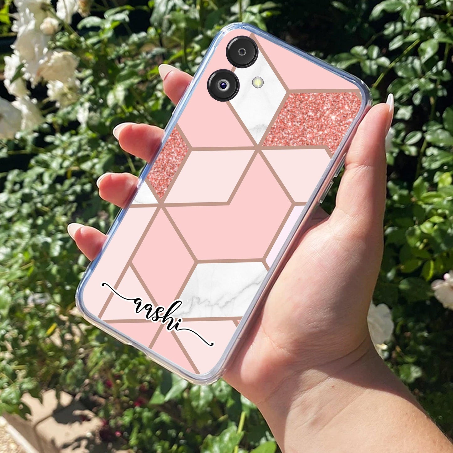 Marble Pink Customize Transparent Silicon Case For Samsung