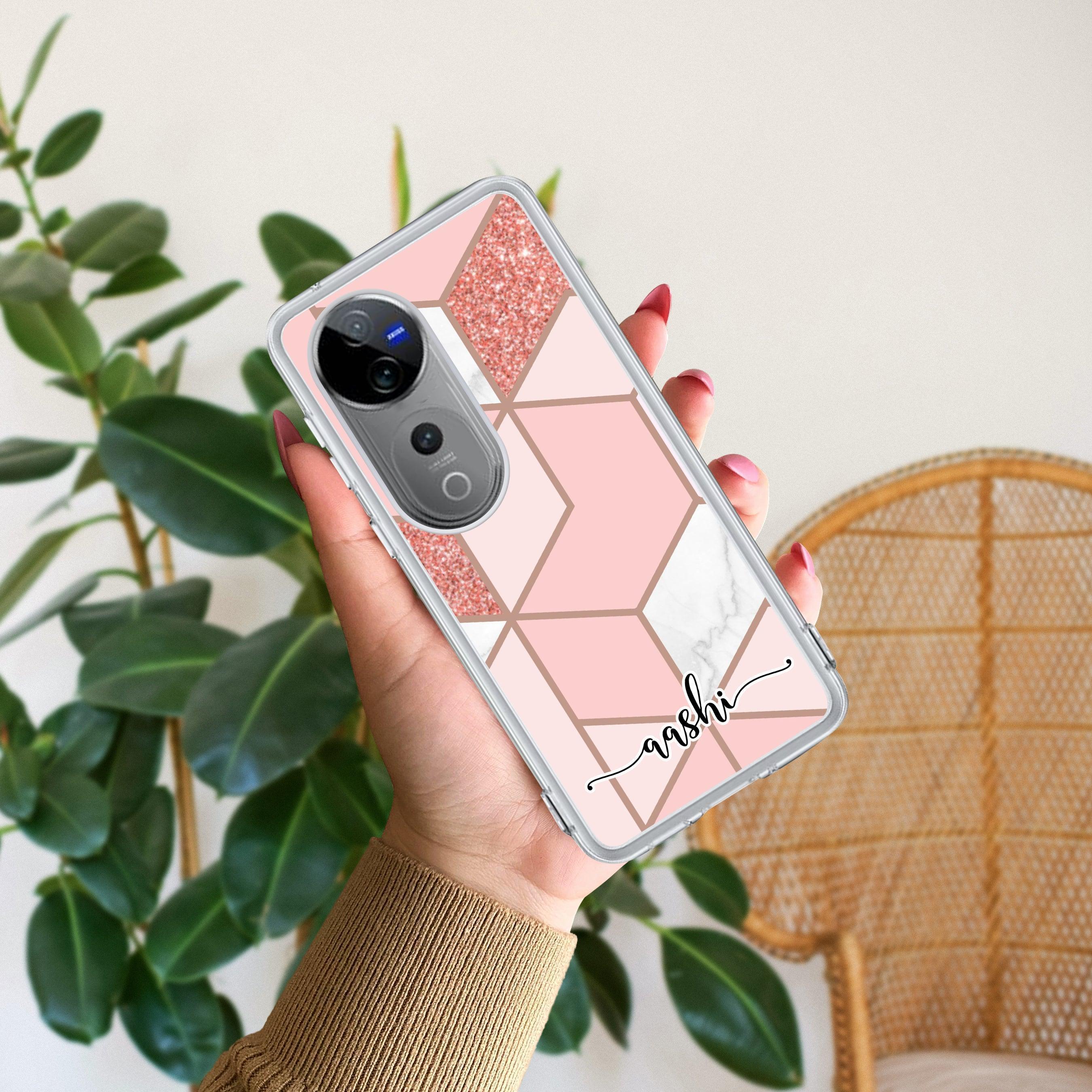 Marble Pink Customize Transparent Silicon Case For Vivo V30e 5G