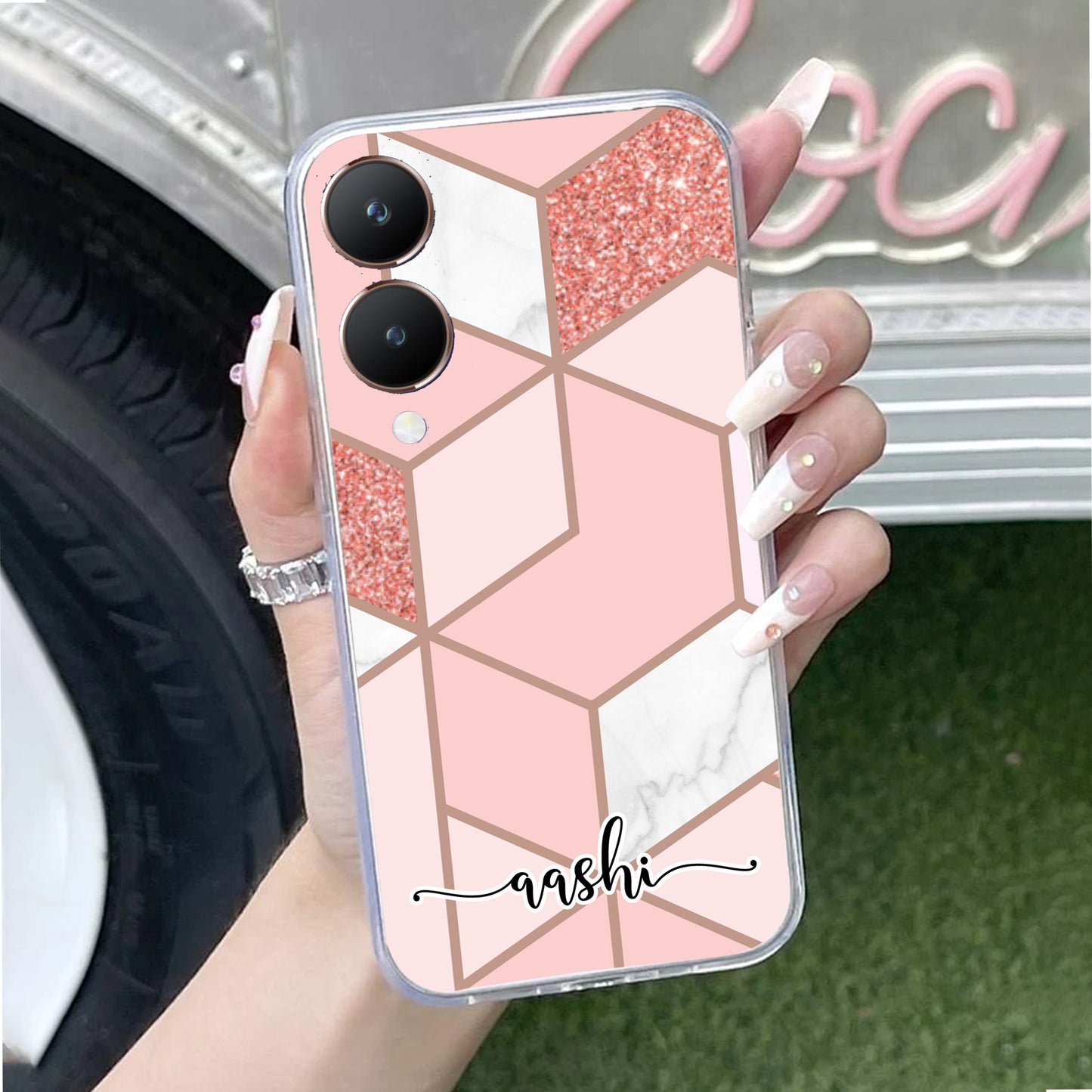 Marble Pink Customize Transparent Silicon Case For Vivo ShopOnCliQ