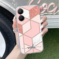 Marble Pink Customize Transparent Silicon Case For Vivo Y28 5G