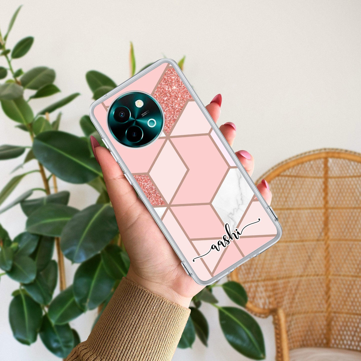 Marble Pink Customize Transparent Silicon Case For Vivo