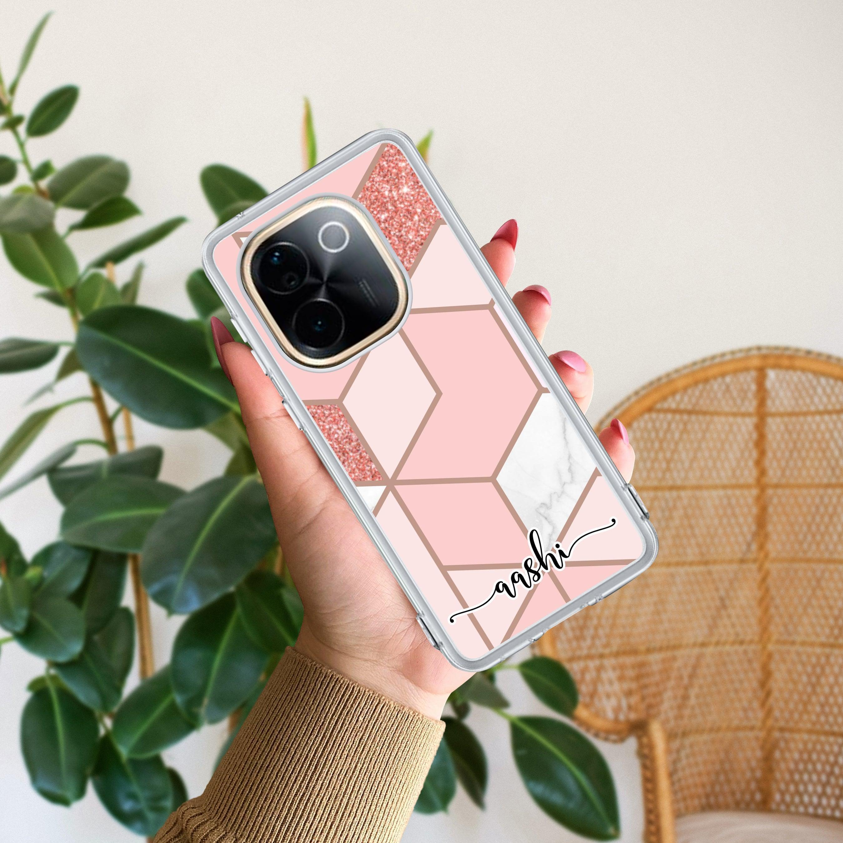 Marble Pink Customize Transparent Silicon Case For Vivo Y100 5G /  Vivo Y100A 5G