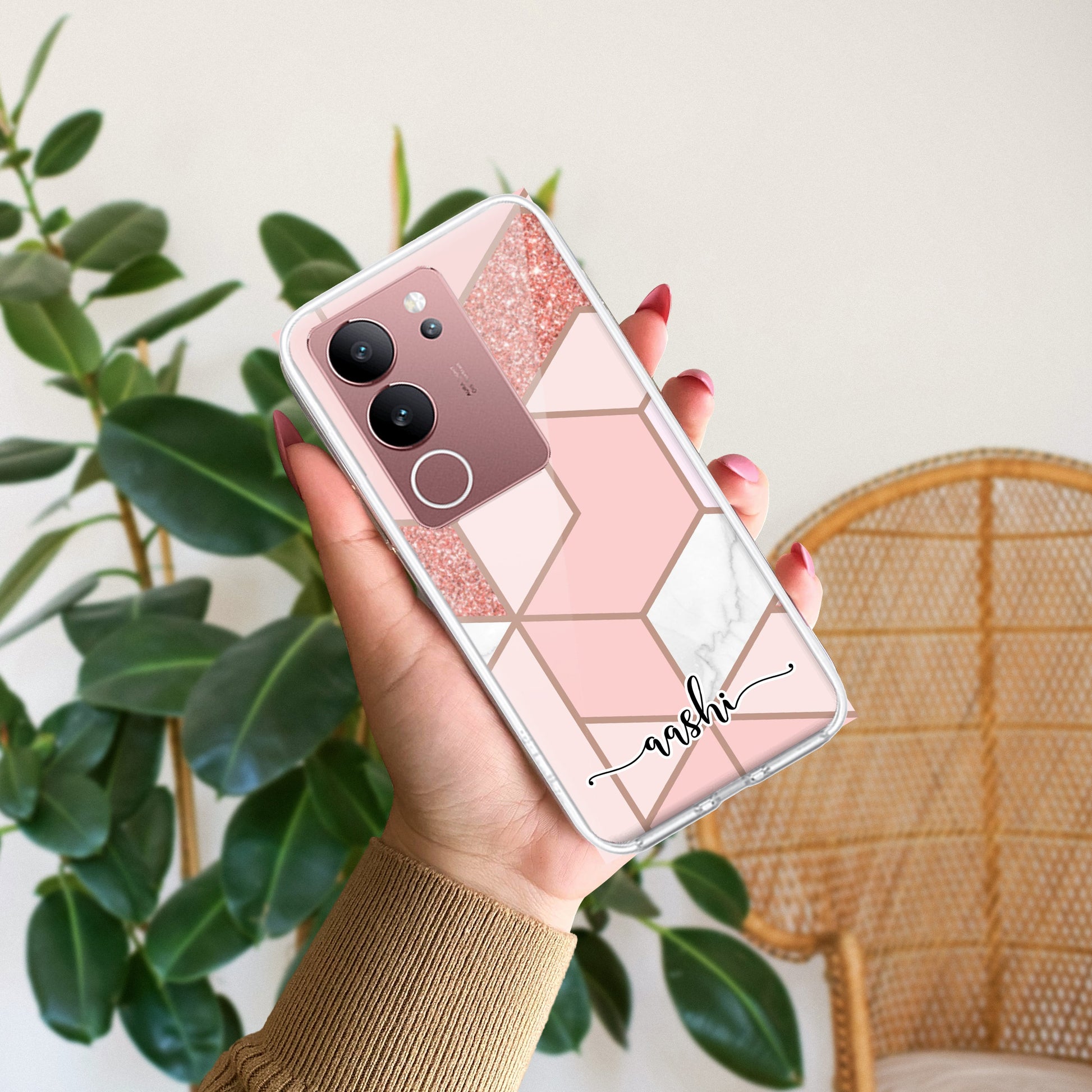 Marble Pink Customize Transparent Silicon Case For Vivo ShopOnCliQ