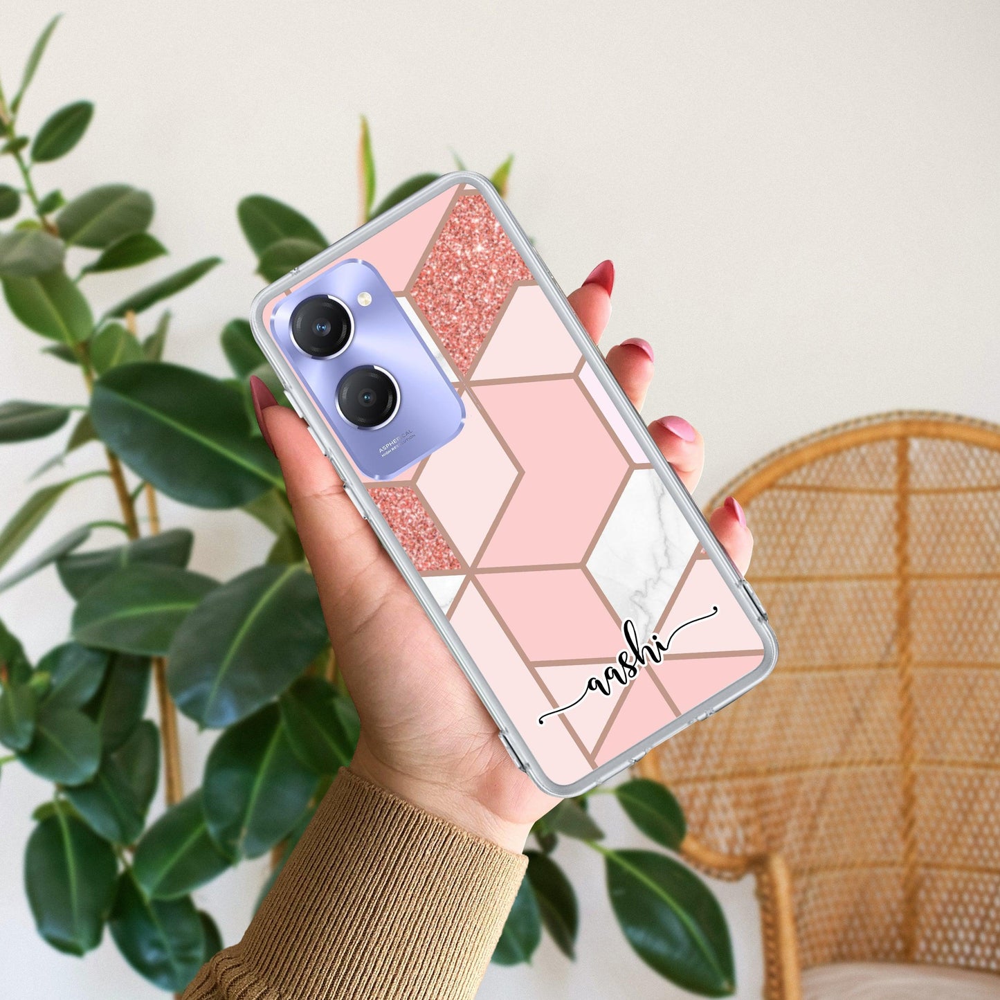 Marble Pink Customize Transparent Silicon Case For Vivo
