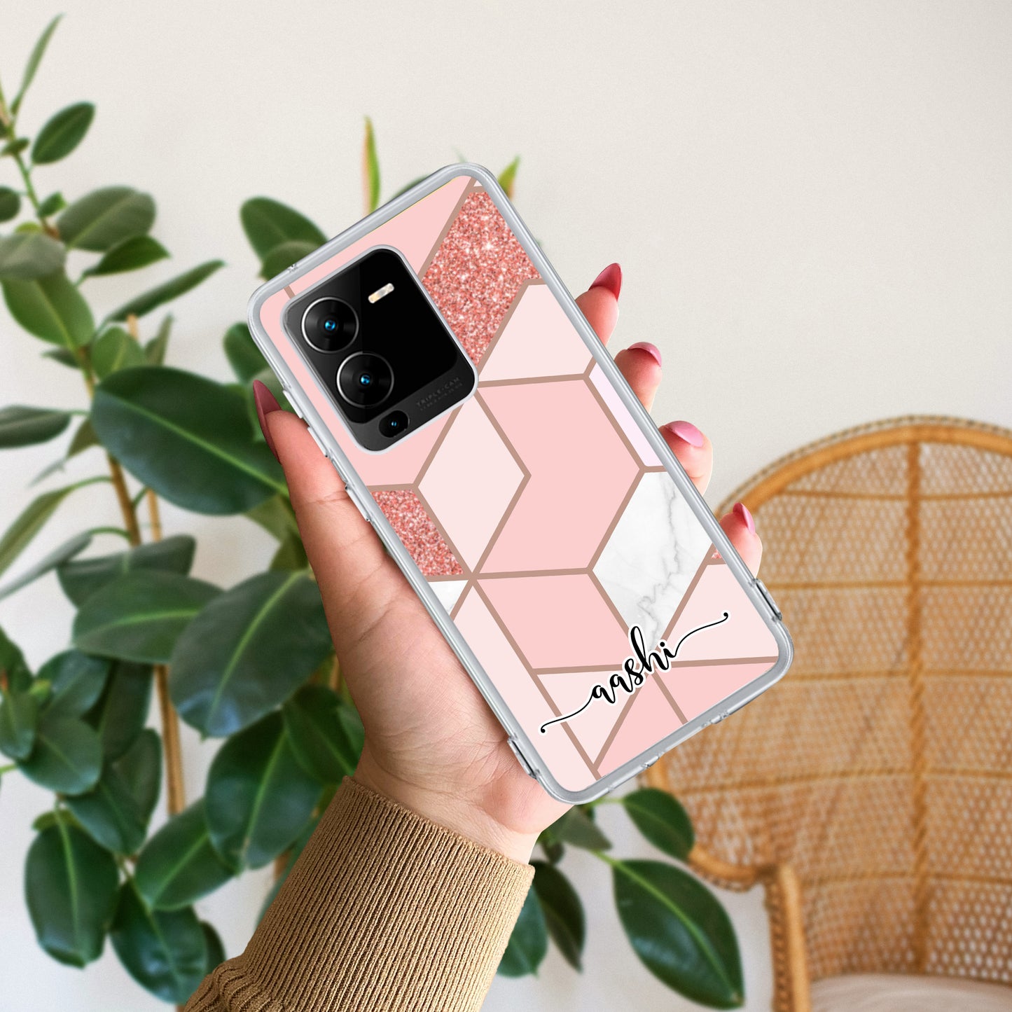 Marble Pink Customize Transparent Silicon Case For Vivo ShopOnCliQ