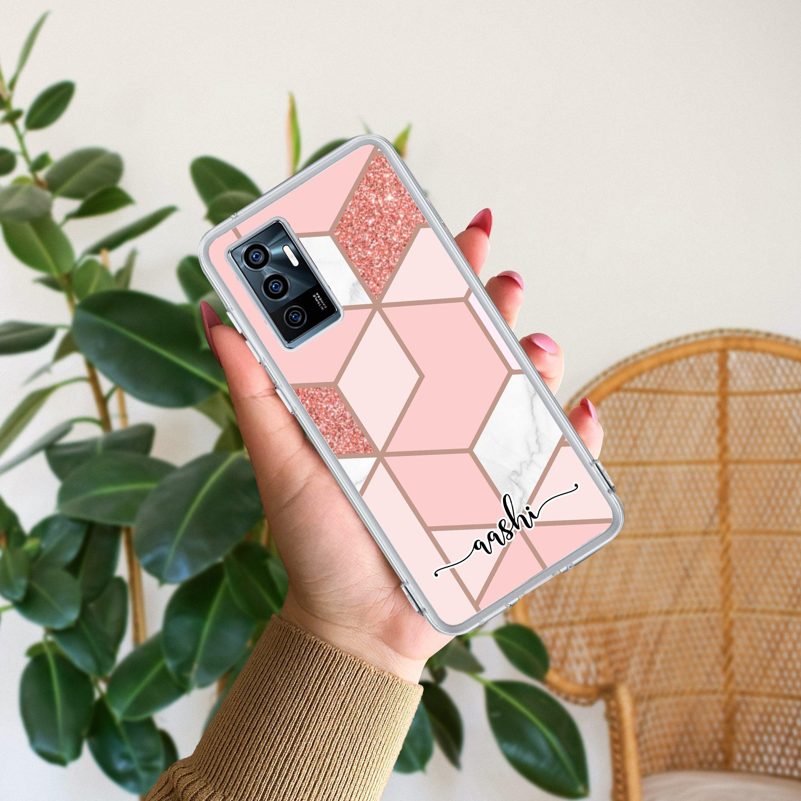 Marble Pink Customize Transparent Silicon Case For Vivo T2 Pro 5G