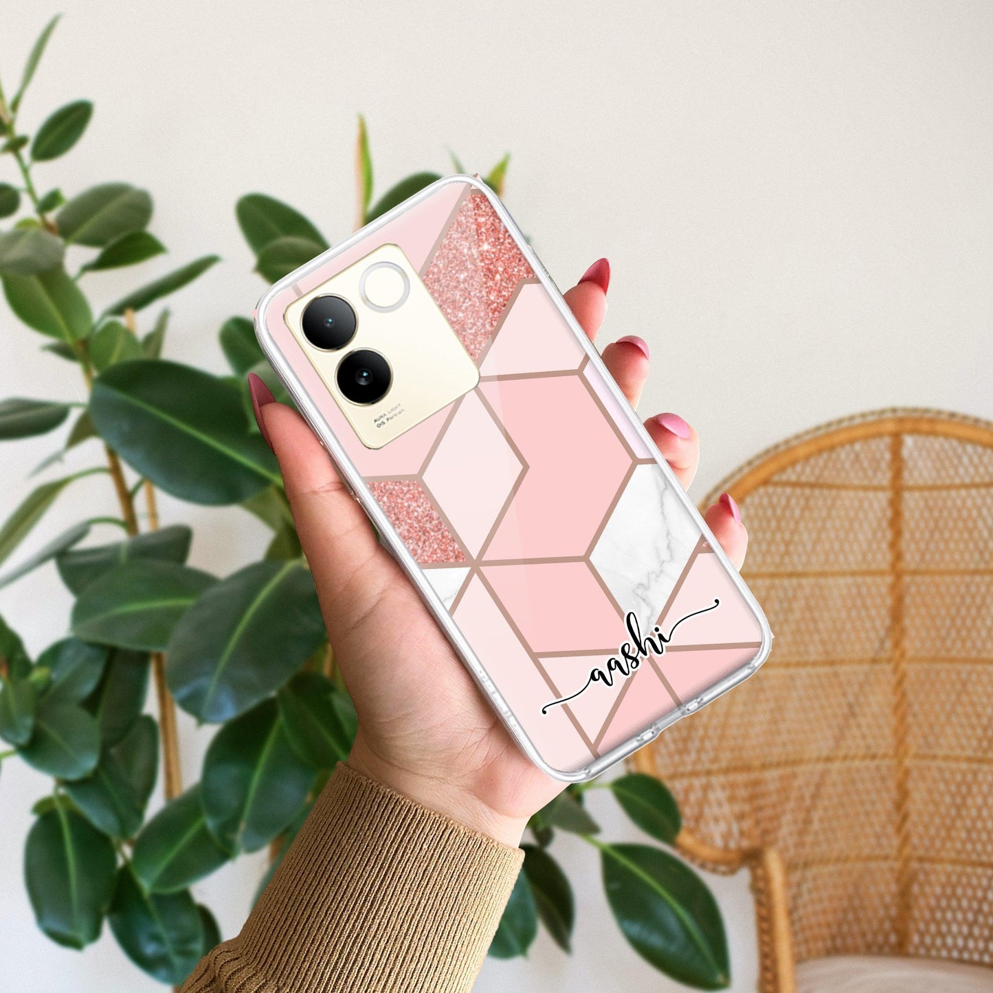 Marble Pink Customize Transparent Silicon Case For Vivo
