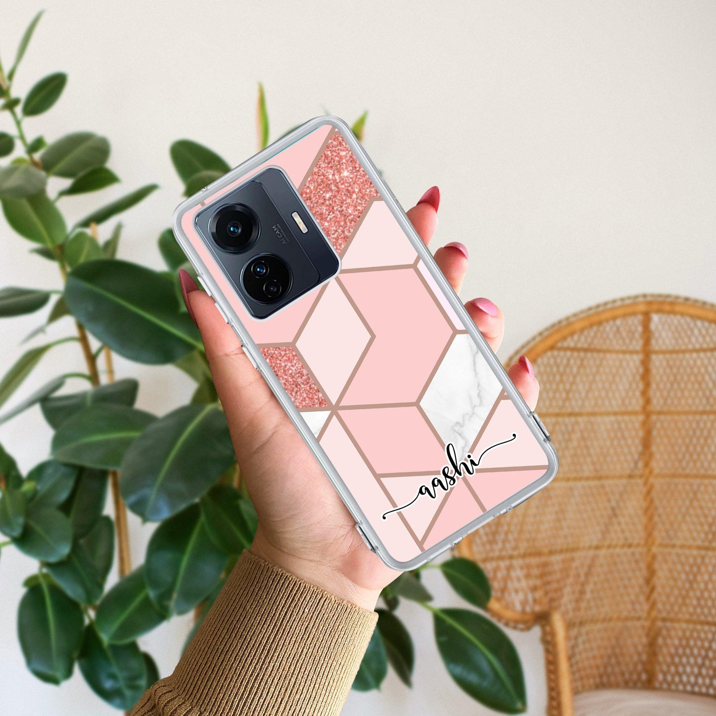 Marble Pink Customize Transparent Silicon Case For Vivo