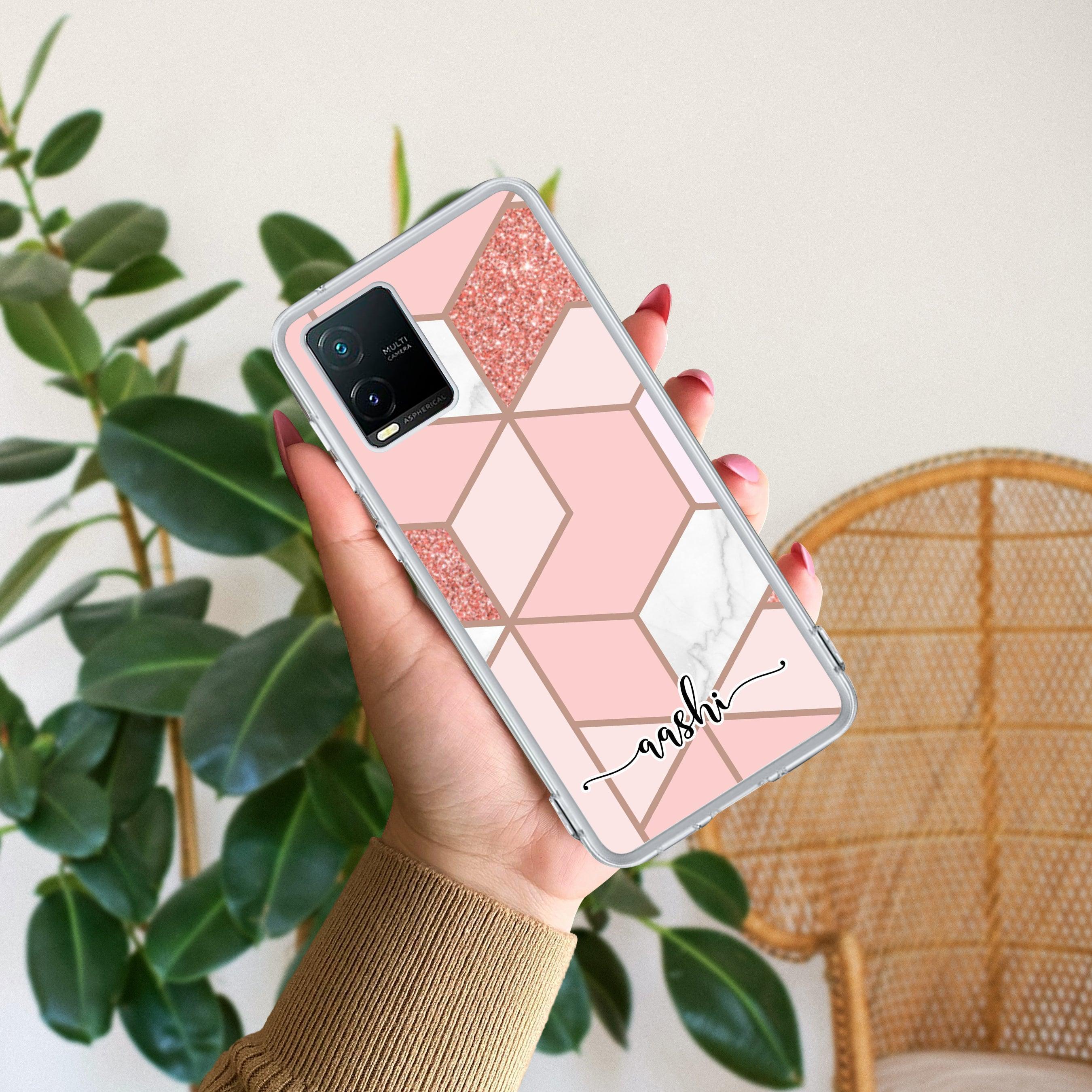 Marble Pink Customize Transparent Silicon Case For Vivo V30 5G