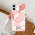 Marble Pink Customize Transparent Silicon Case For iPhone 16