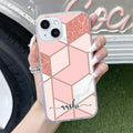 Marble Pink Customize Transparent Silicon Case For iPhone 13