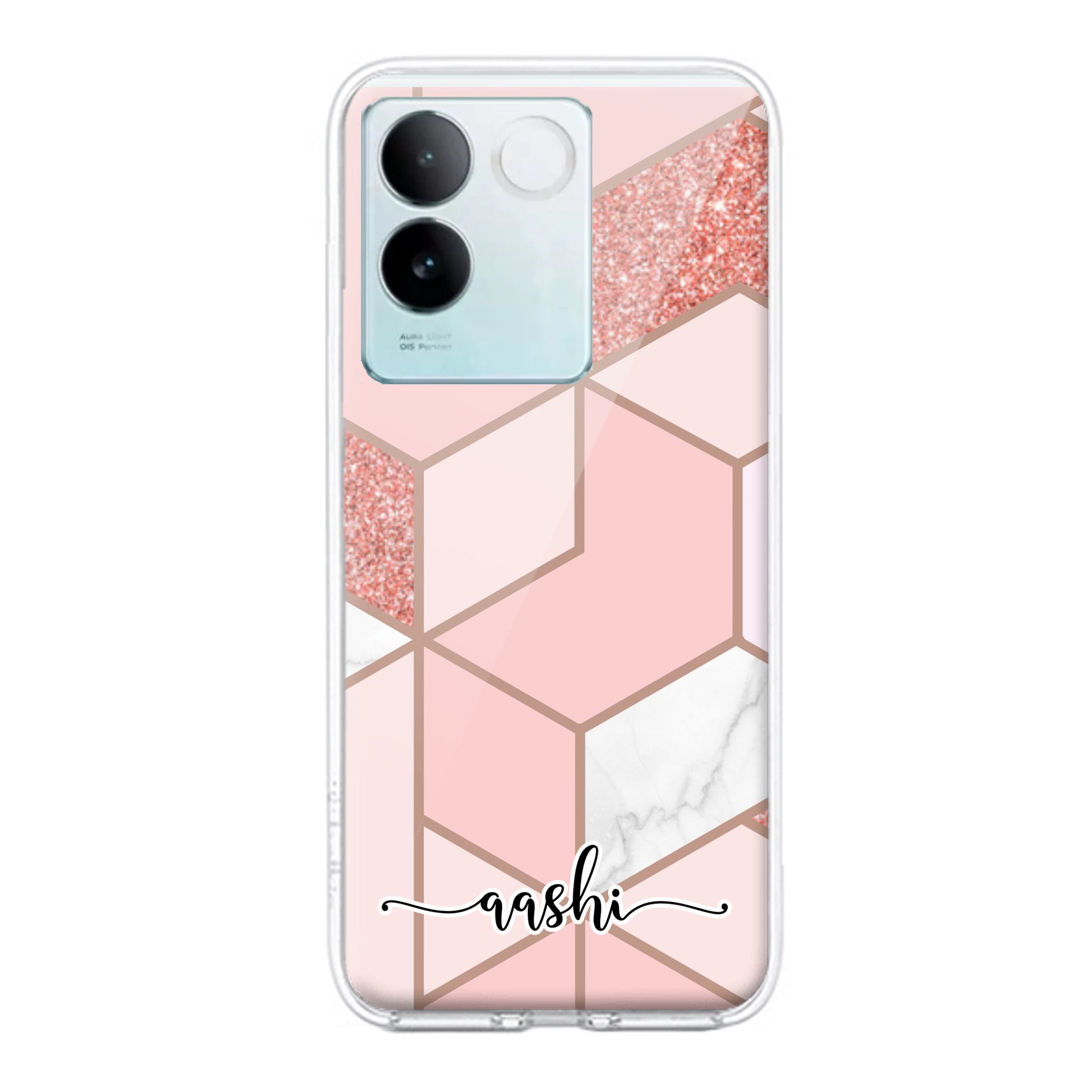 Marble Pink Customize Transparent Silicon Case For iQOO ShopOnCliQ