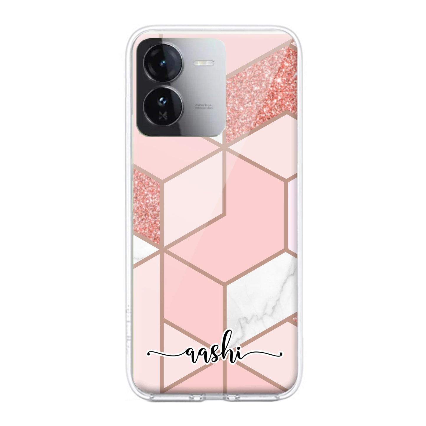 Marble Pink Customize Transparent Silicon Case For iQOO ShopOnCliQ