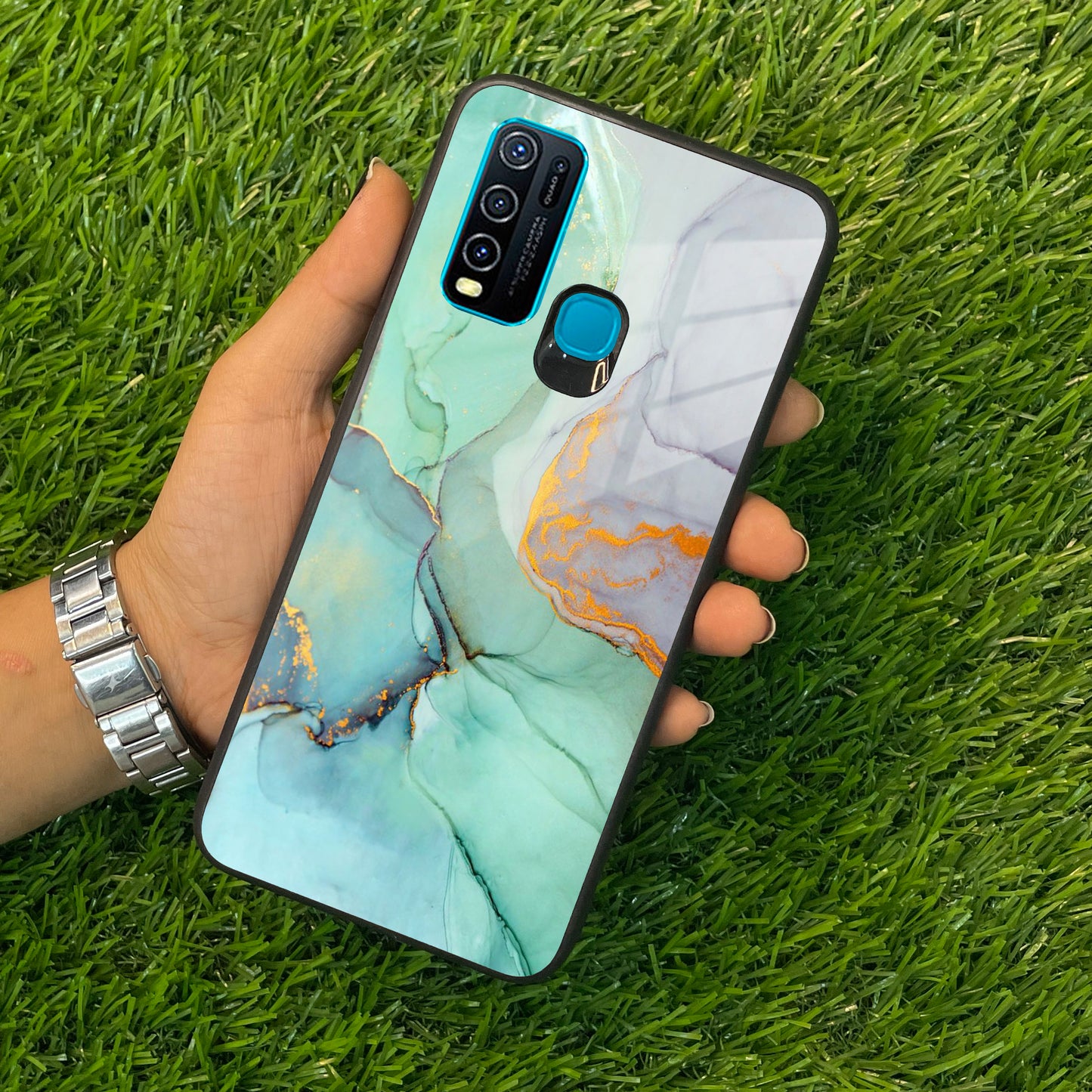Marble Glass Finish Phone Case And Cover For Vivo