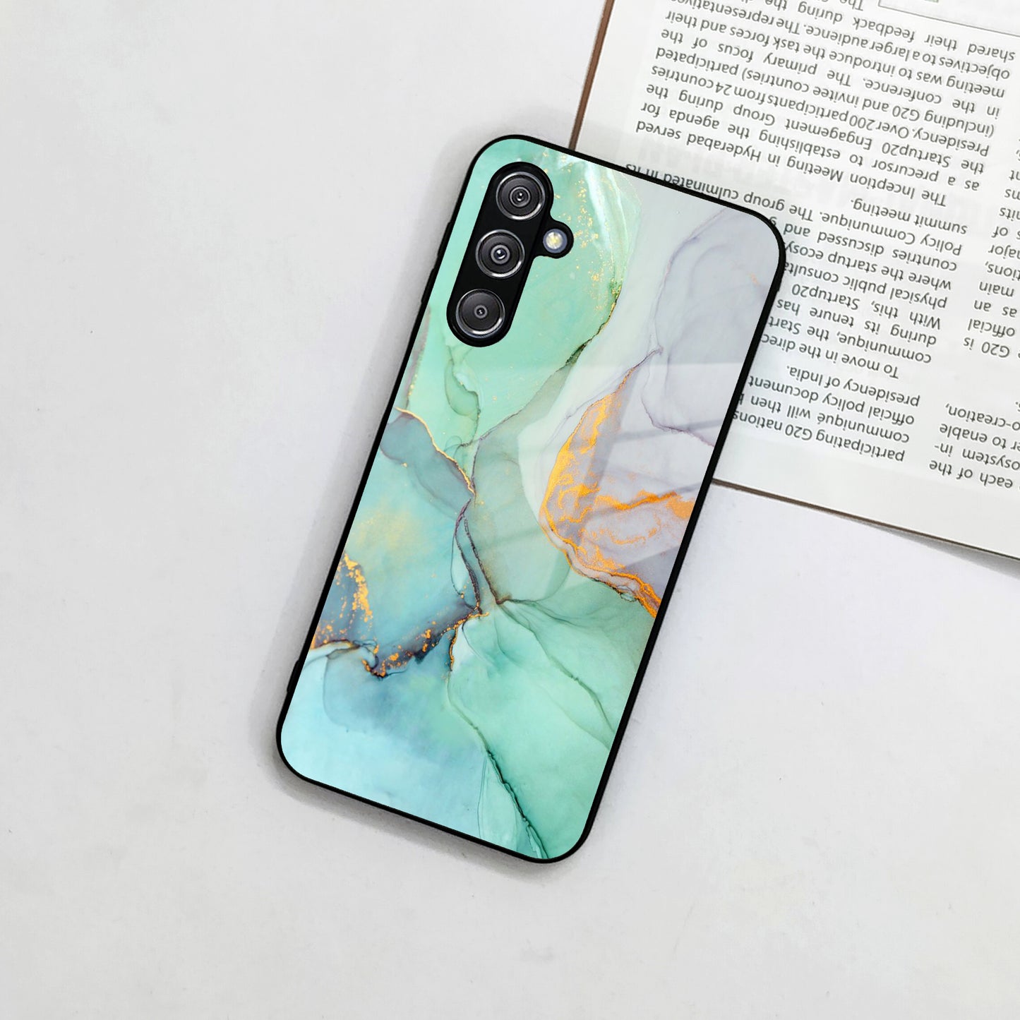 Marble Glass Finish Phone Case And Cover For Samsung