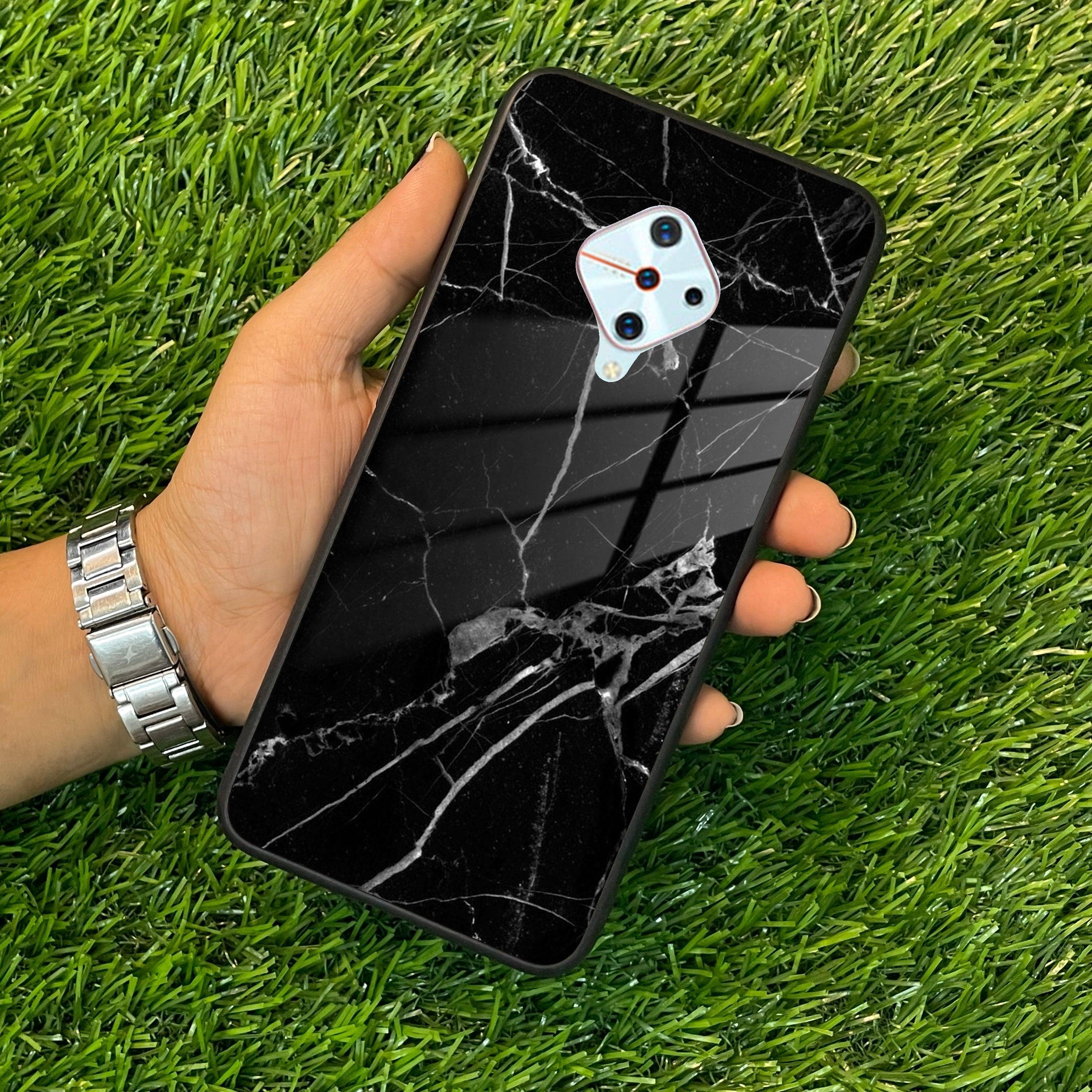 Black Marble Patter Glass Case Cover For Vivo - ShopOnCliQ