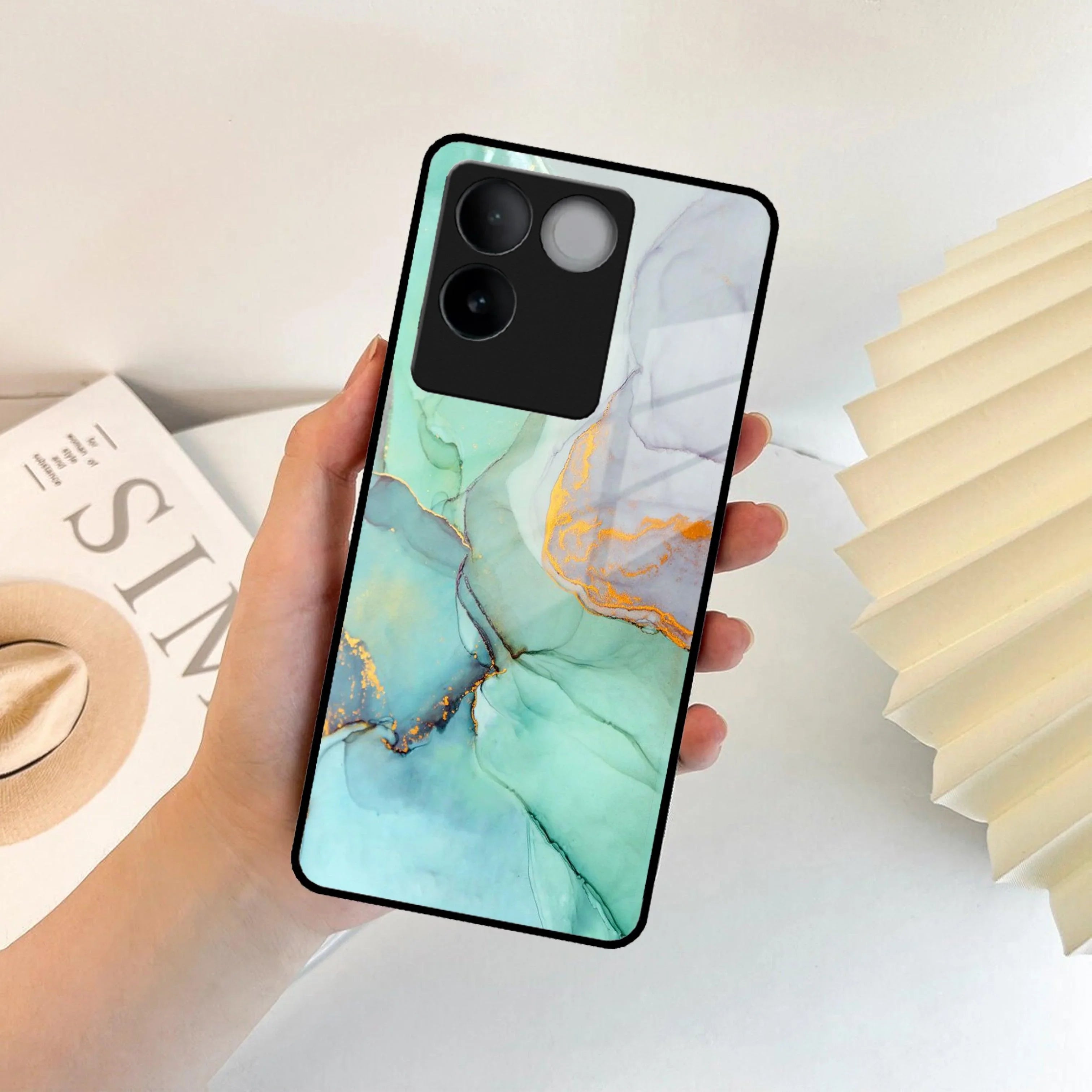 Marble Glass Finish Phone Case And Cover For Vivo - ShopOnCliQ