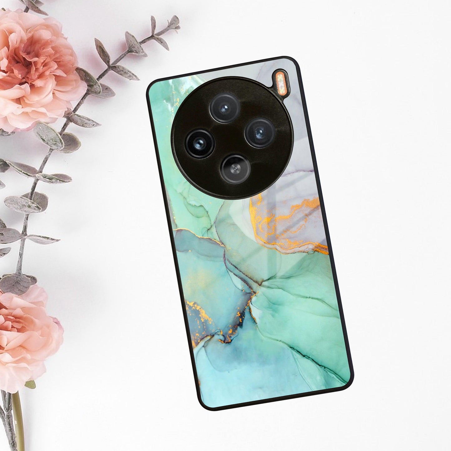 Marble Glass Finish Phone Case And Cover For Vivo