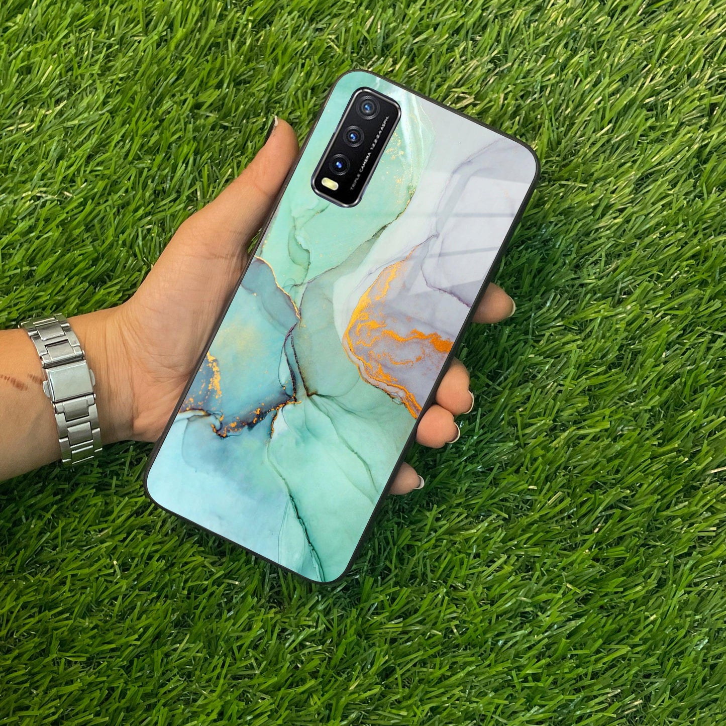 Marble Glass Finish Phone Case And Cover For Vivo