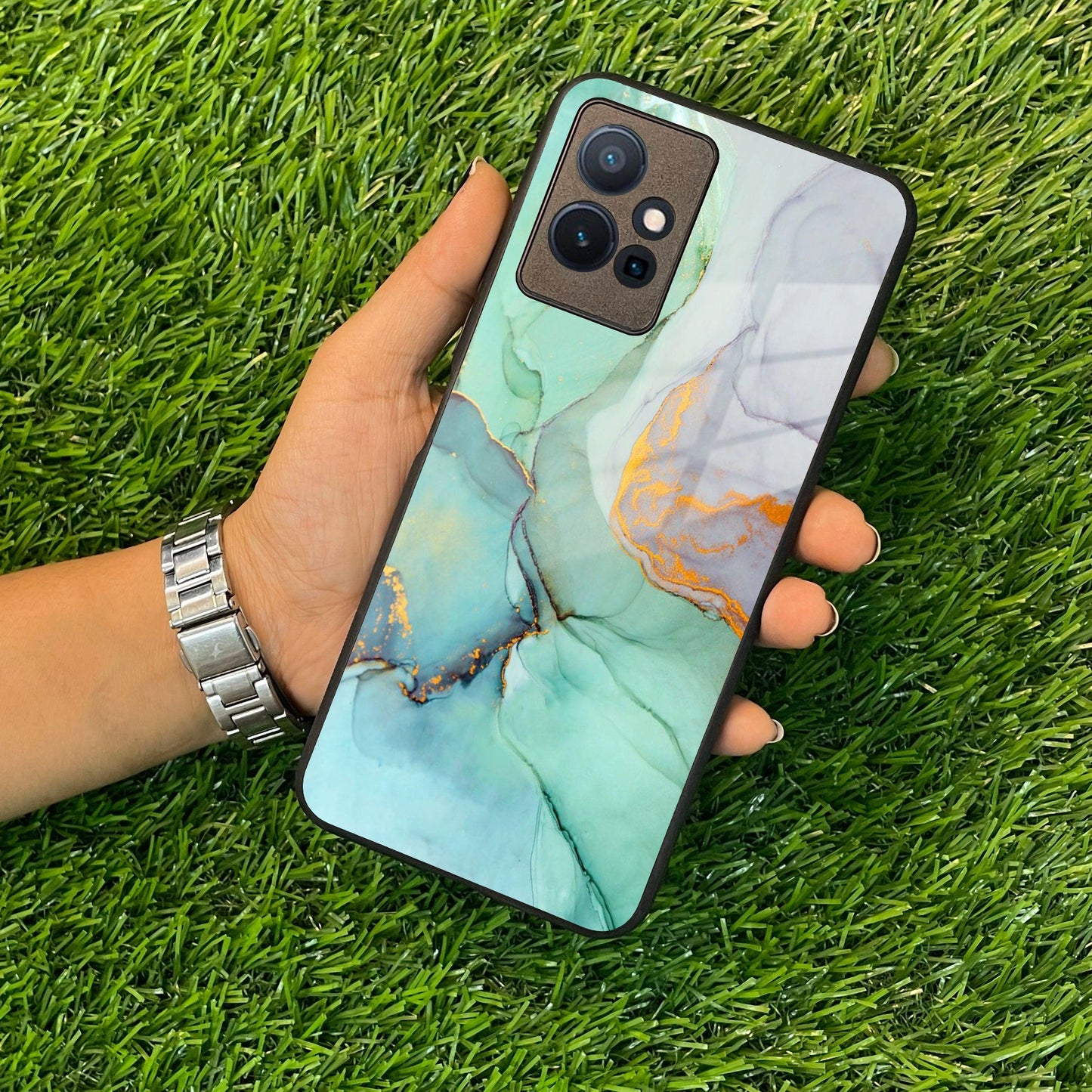 Marble Glass Finish Phone Case And Cover For Vivo