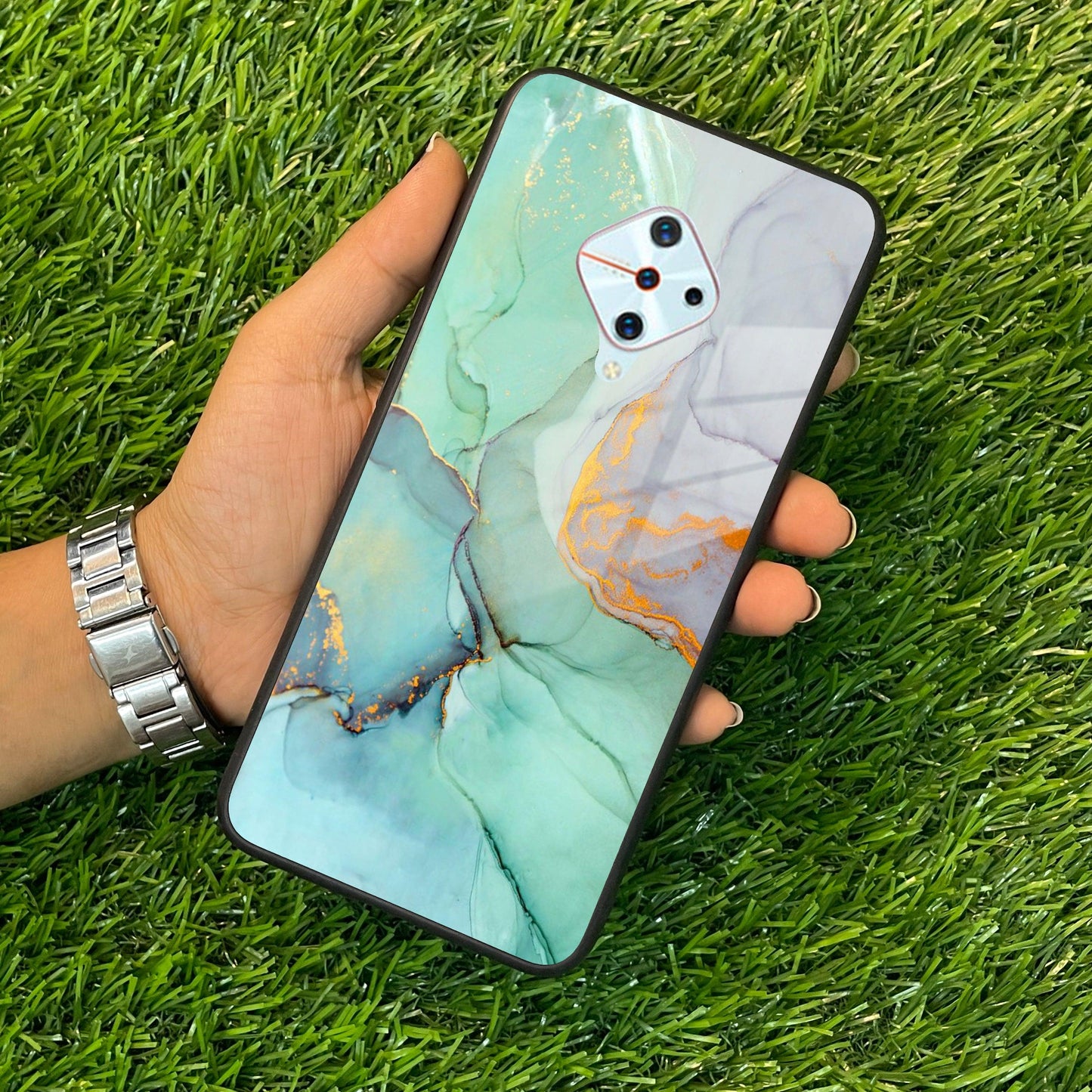 Marble Glass Finish Phone Case And Cover For Vivo