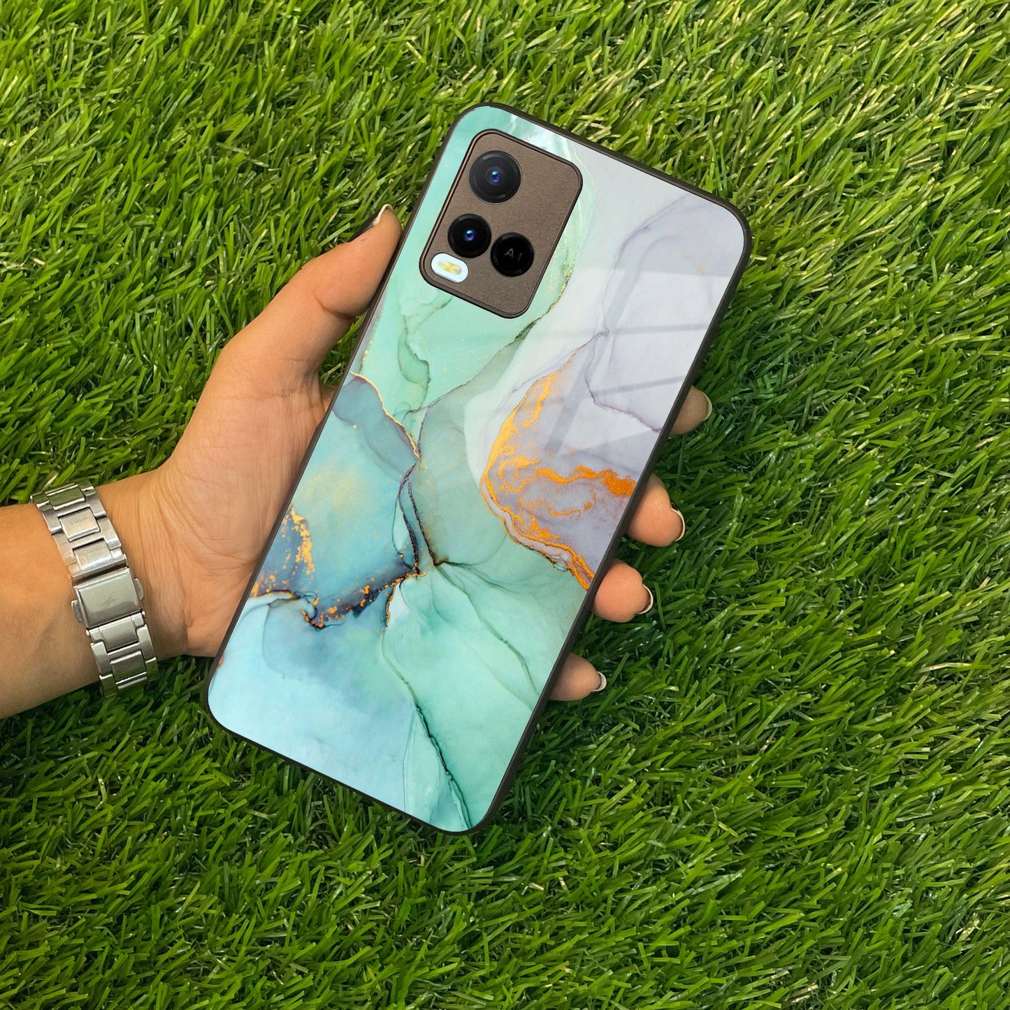 Marble Glass Finish Phone Case And Cover For Vivo