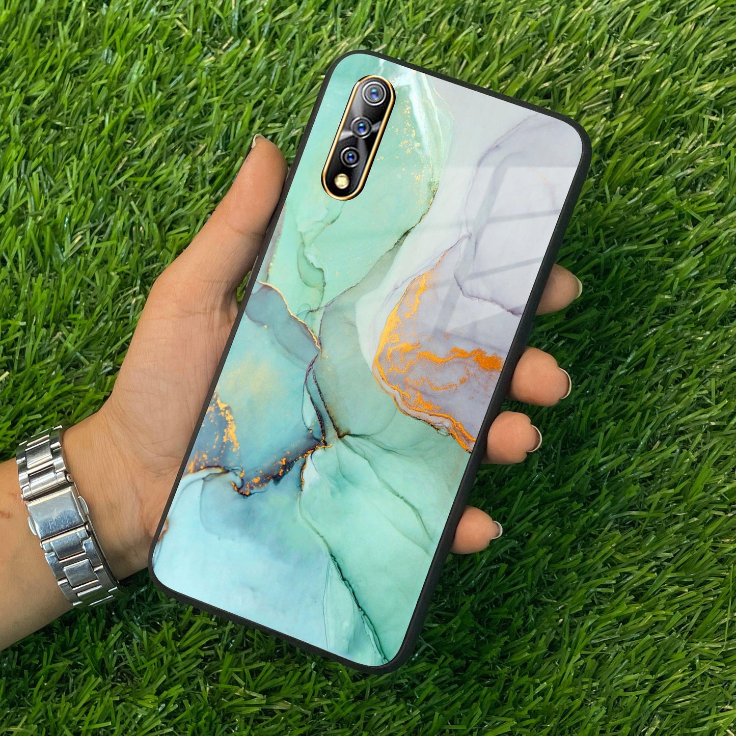 Marble Glass Finish Phone Case And Cover For Vivo