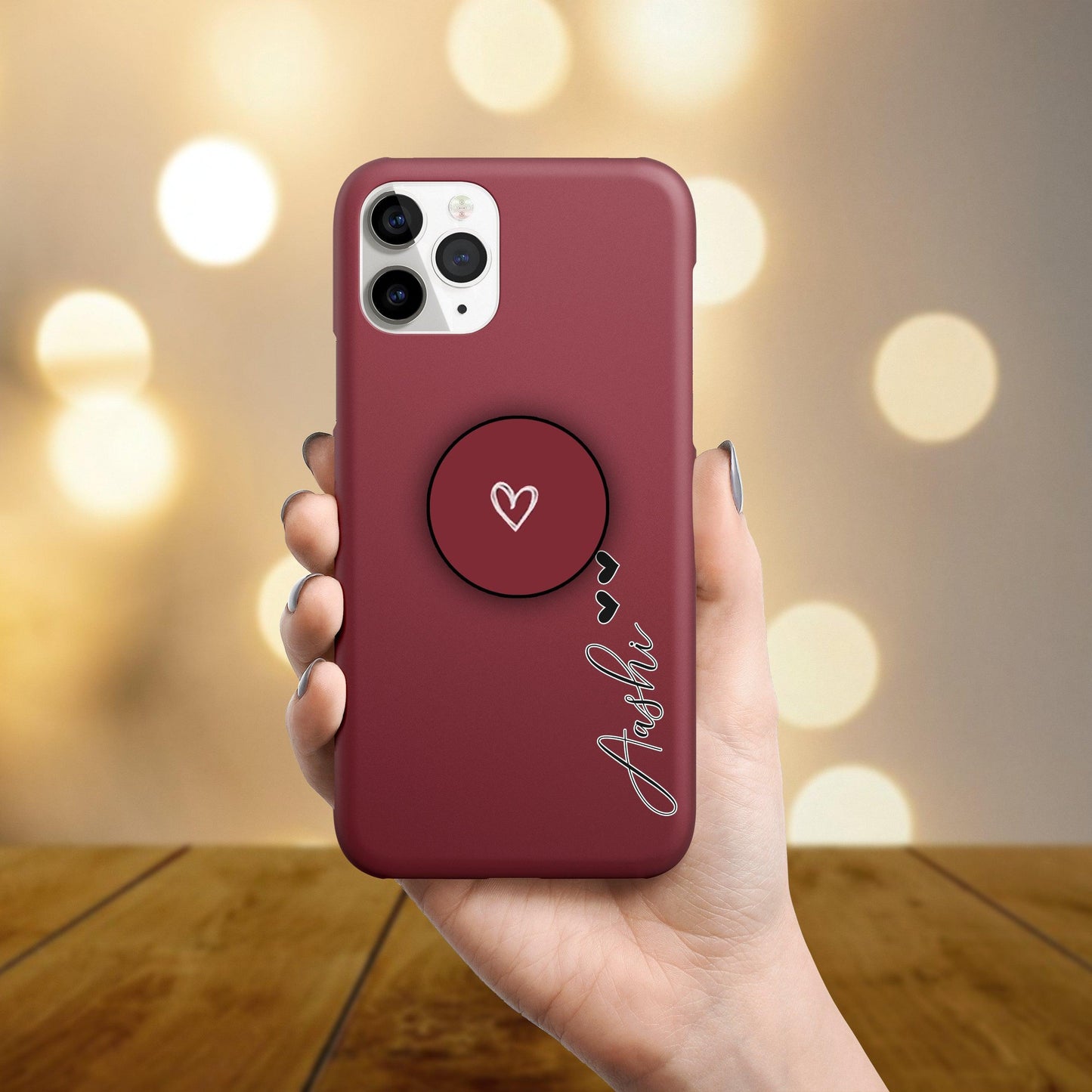 Maroon & Blue Heart Patter Print Hard Slim Matte Case ShopOnCliQ