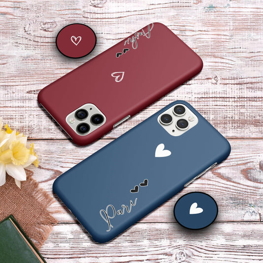 Maroon & Blue Heart Patter Print Hard Slim Matte Case ShopOnCliQ