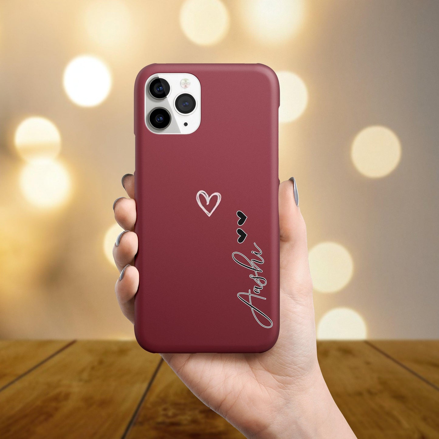 Maroon & Blue Heart Patter Print Hard Slim Matte Case ShopOnCliQ