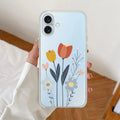 Minimal Flora Anti Yellow Clear Case For iPhone 16
