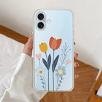 Minimal Flora Anti Yellow Clear Case For iPhone 16