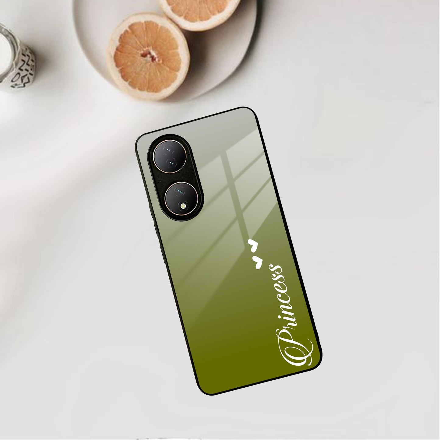 Customize Name Gradient Glass Case Cover Mint Green For Vivo