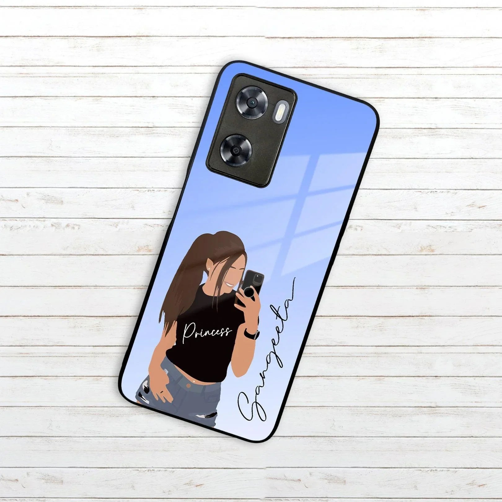 Mobile Girl Glass Case Cover For Oppo - ShopOnCliQ