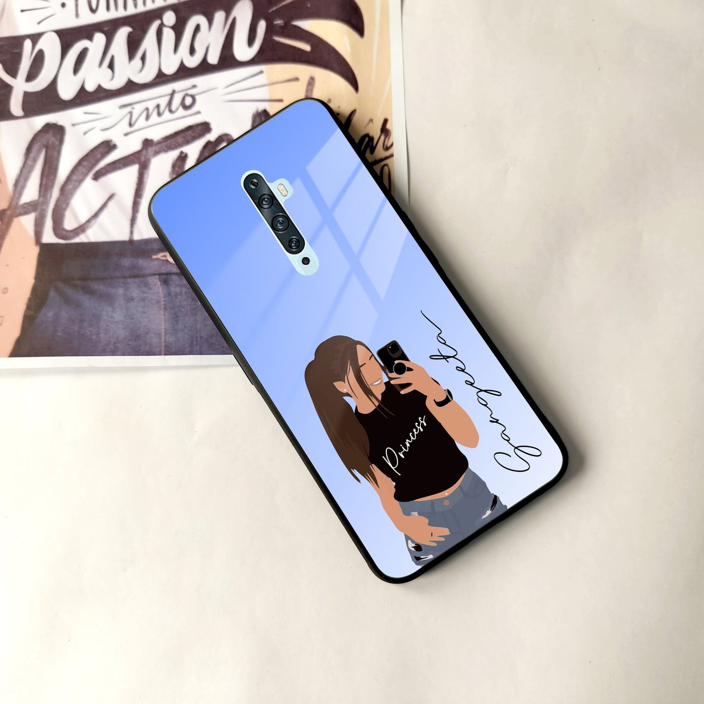 Mobile Girl Glass Case Cover For Oppo ShopOnCliQ