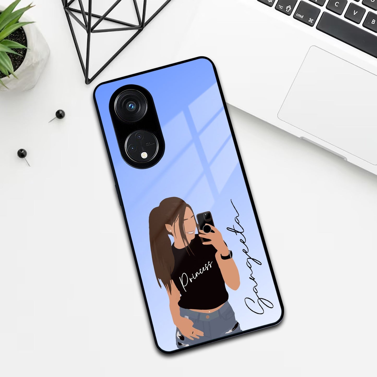 Mobile Girl Glass Case Cover For Oppo ShopOnCliQ