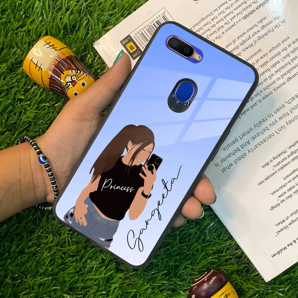 Mobile Girl Glass Case Cover For Oppo - ShopOnCliQ