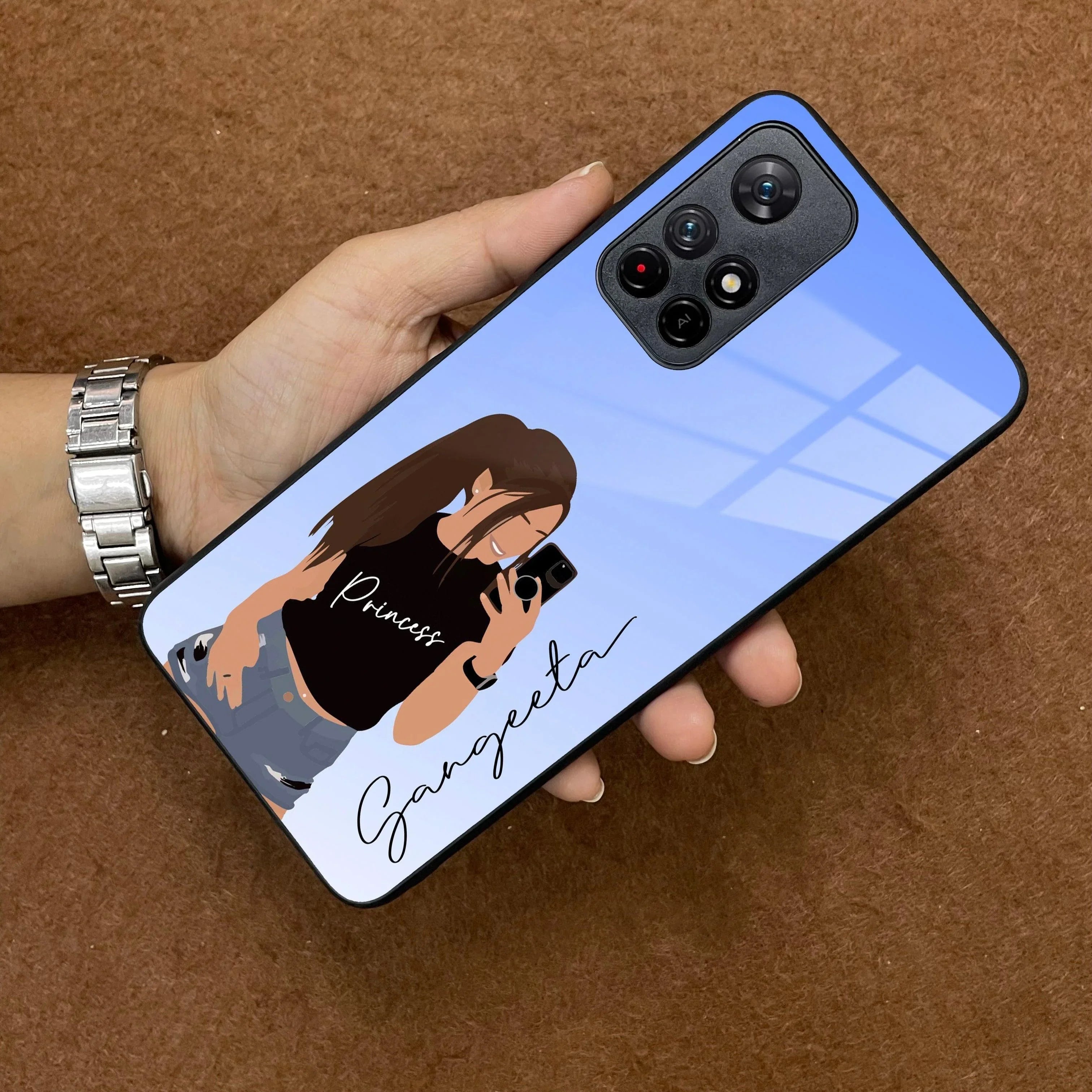 Mobile Girl Glass Case Cover For Poco - ShopOnCliQ