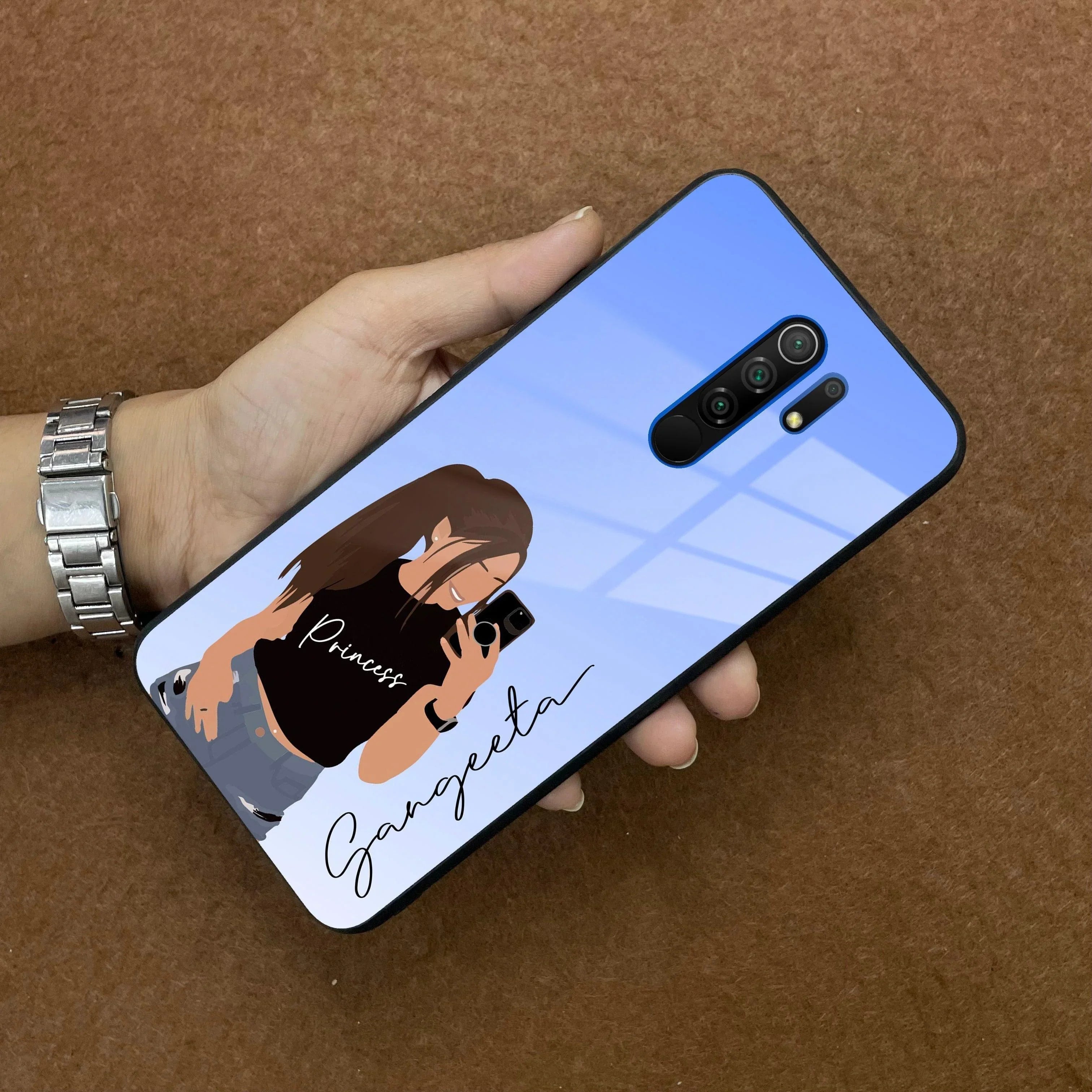 Mobile Girl Glass Case Cover For Poco - ShopOnCliQ