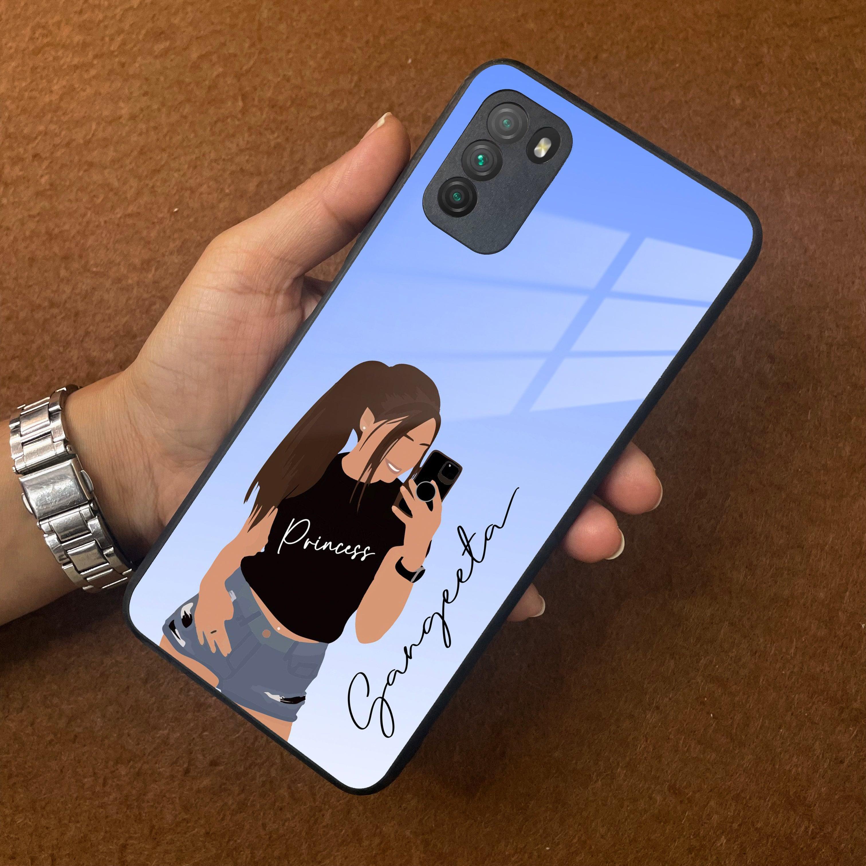 Mobile Girl Glass Case Cover For Poco - ShopOnCliQ