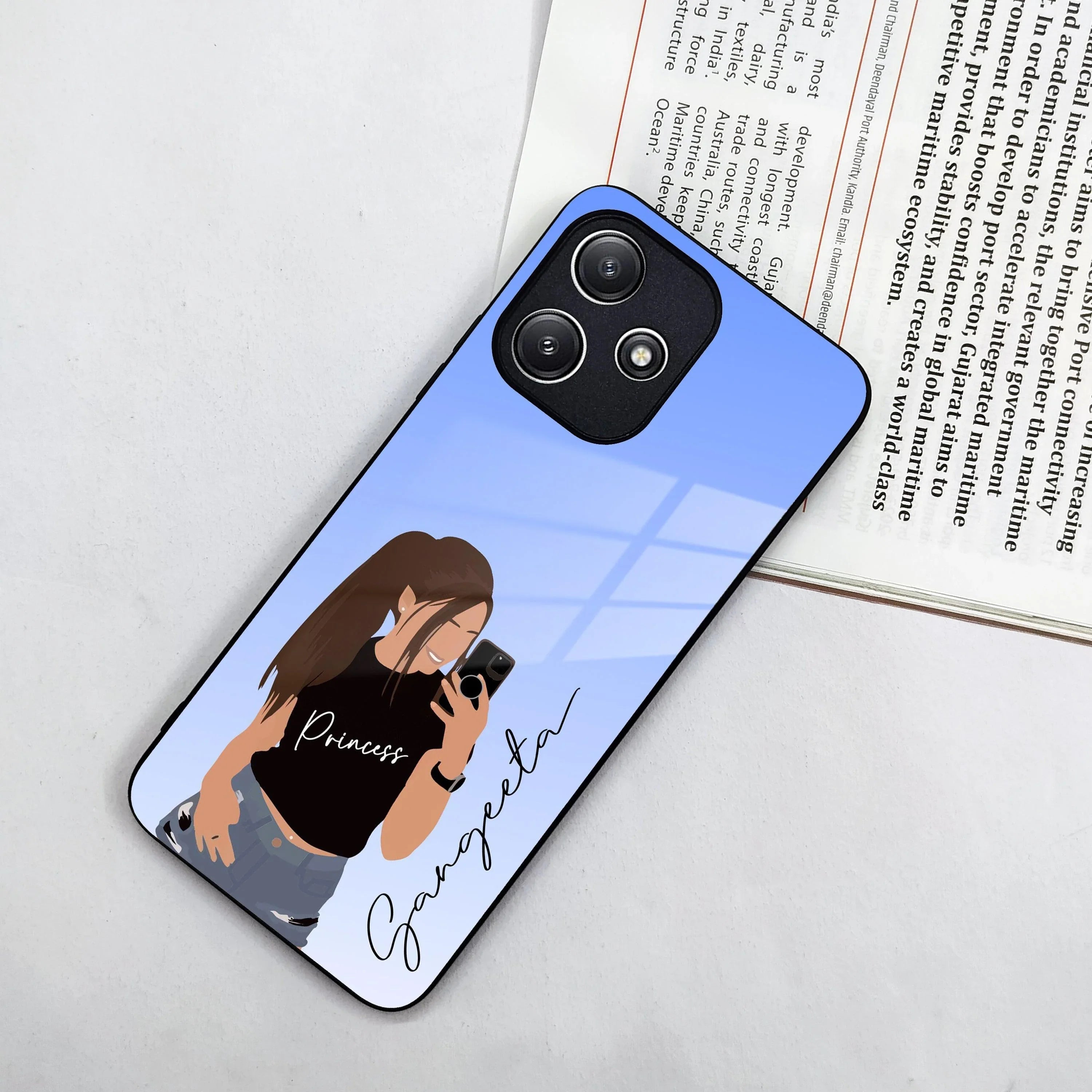 Mobile Girl Glass Case Cover For Poco - ShopOnCliQ