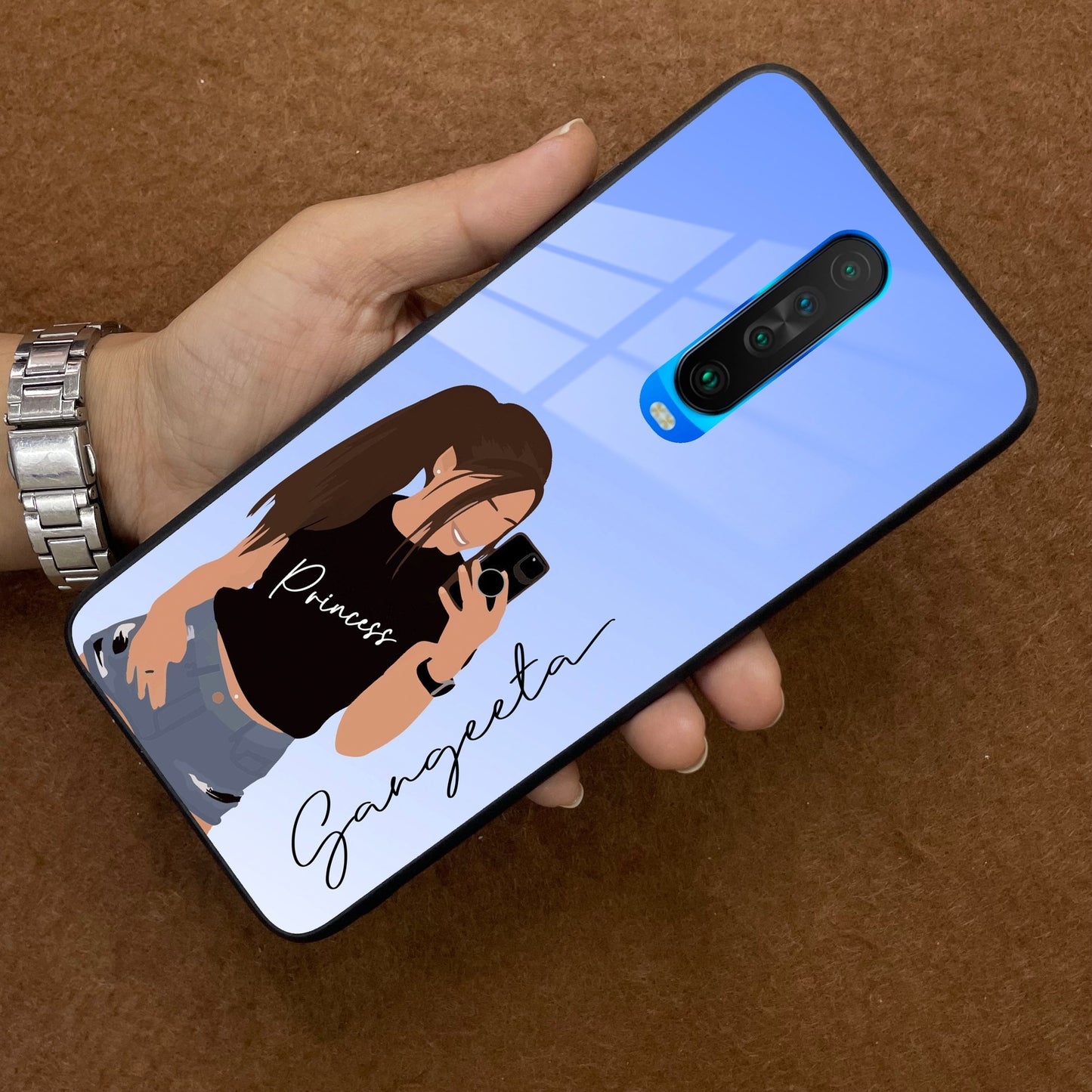 Mobile Girl  Glass Case Cover For Poco ShopOnCliQ