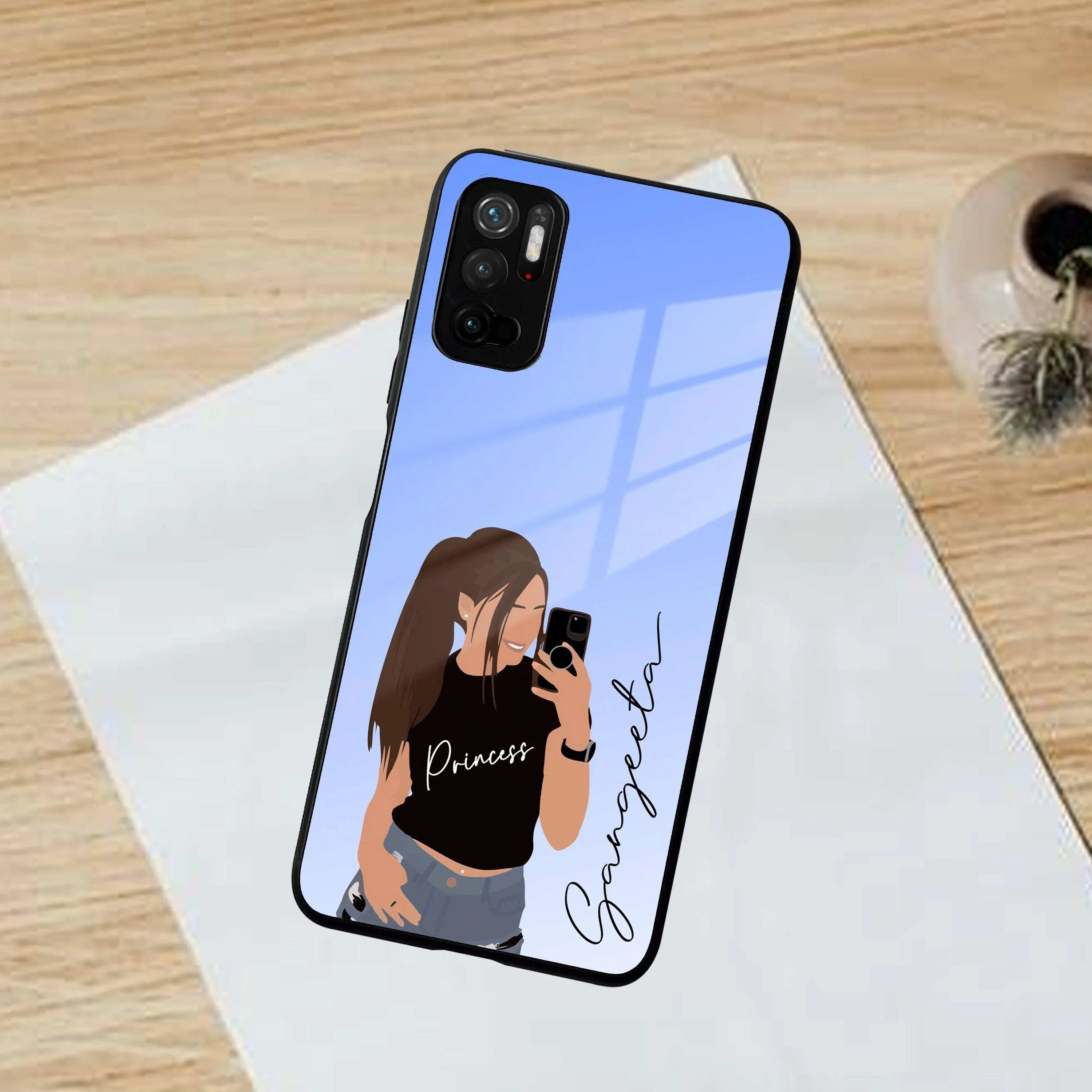 Mobile Girl Glass Case Cover For Poco - ShopOnCliQ