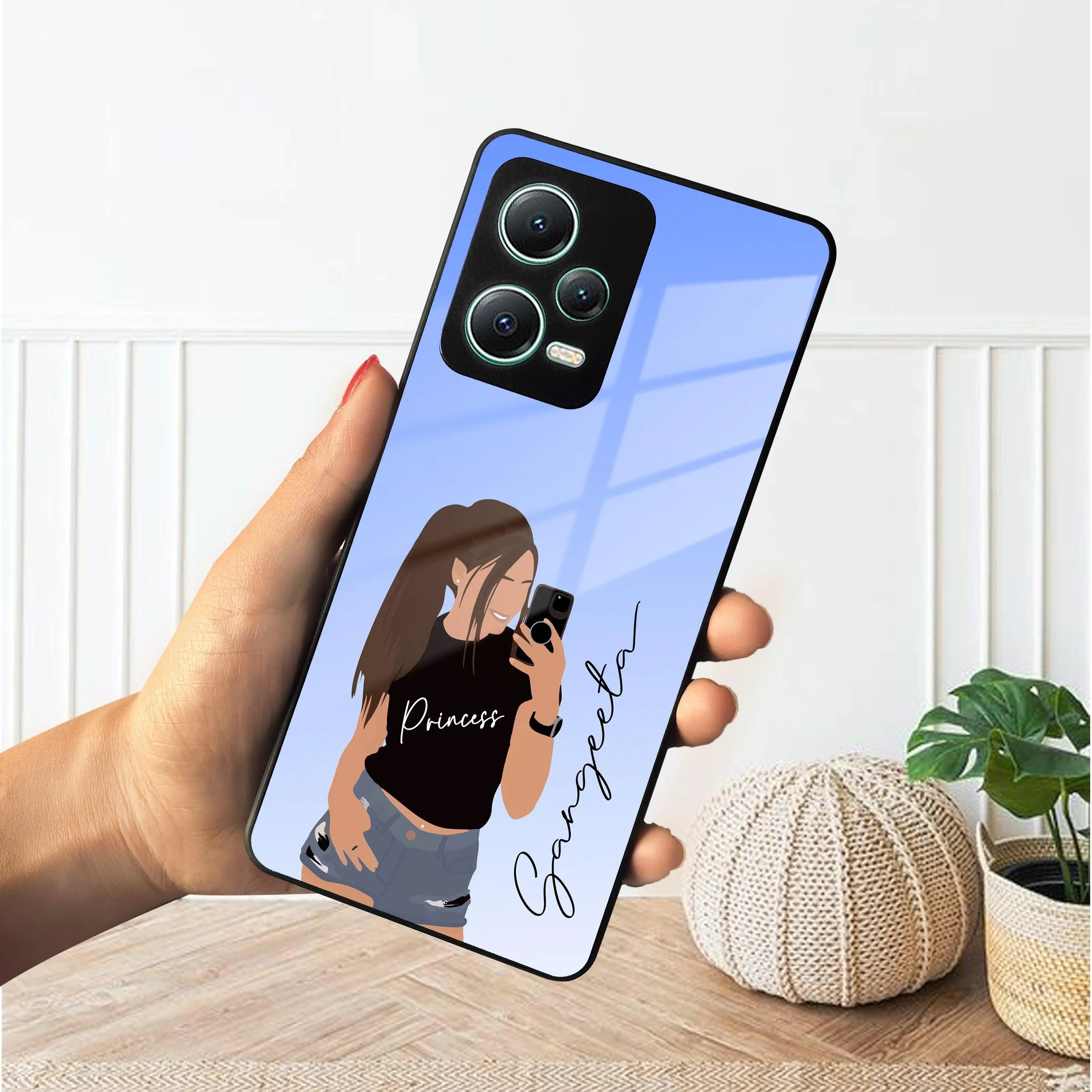 Mobile Girl Glass Case Cover For Poco - ShopOnCliQ