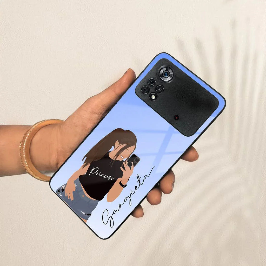 Mobile Girl Glass Case Cover For Poco - ShopOnCliQ