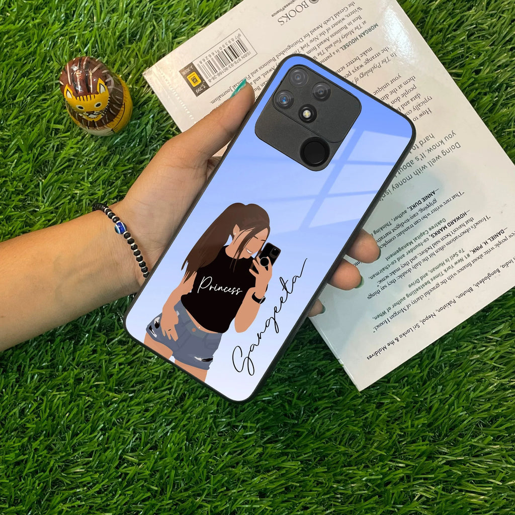 Mobile Girl Glass Case Cover For Realme/Narzo - ShopOnCliQ