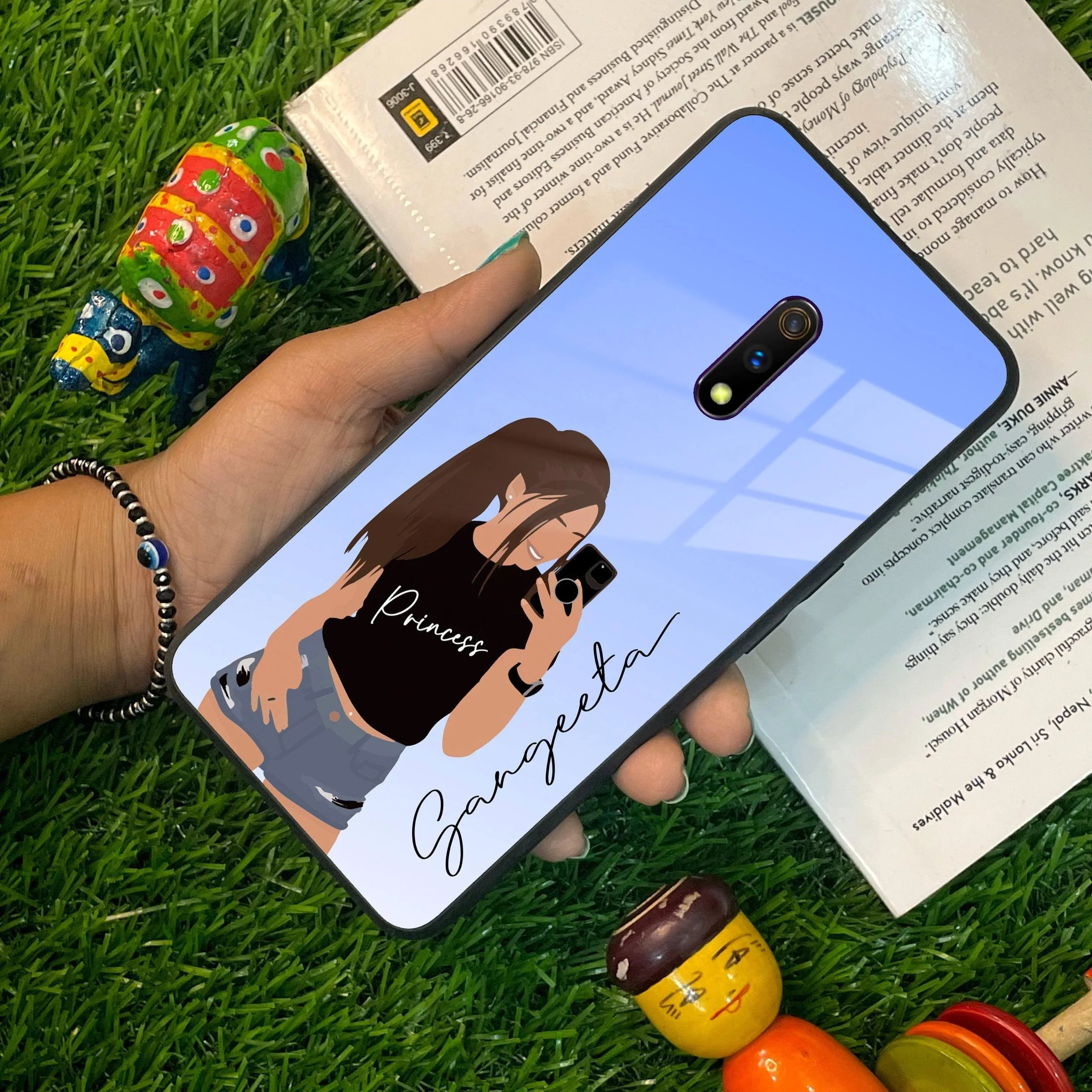 Mobile Girl Glass Case Cover For Realme/Narzo - ShopOnCliQ