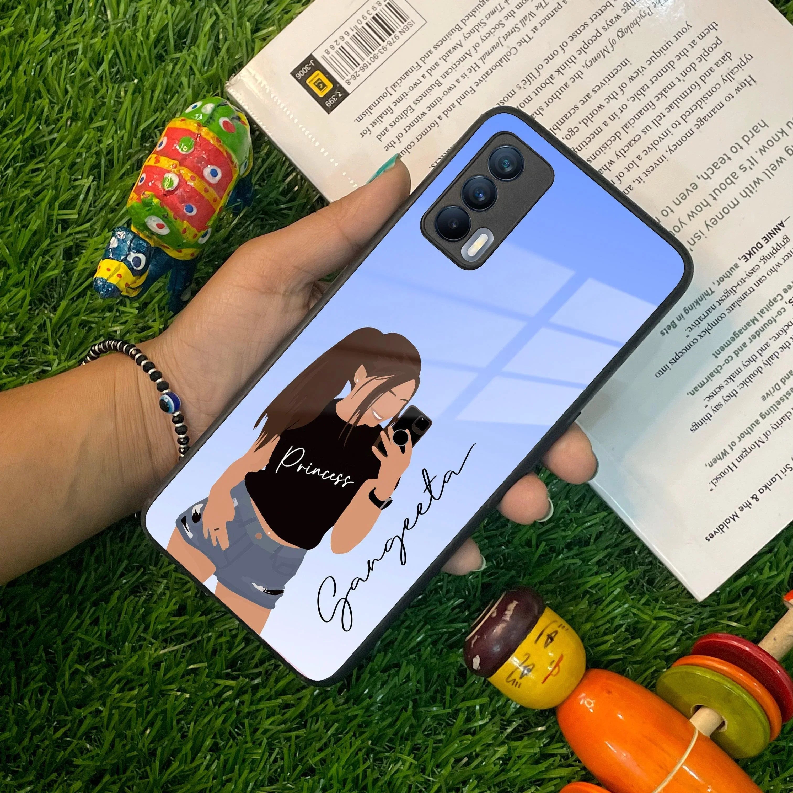 Mobile Girl Glass Case Cover For Realme/Narzo - ShopOnCliQ